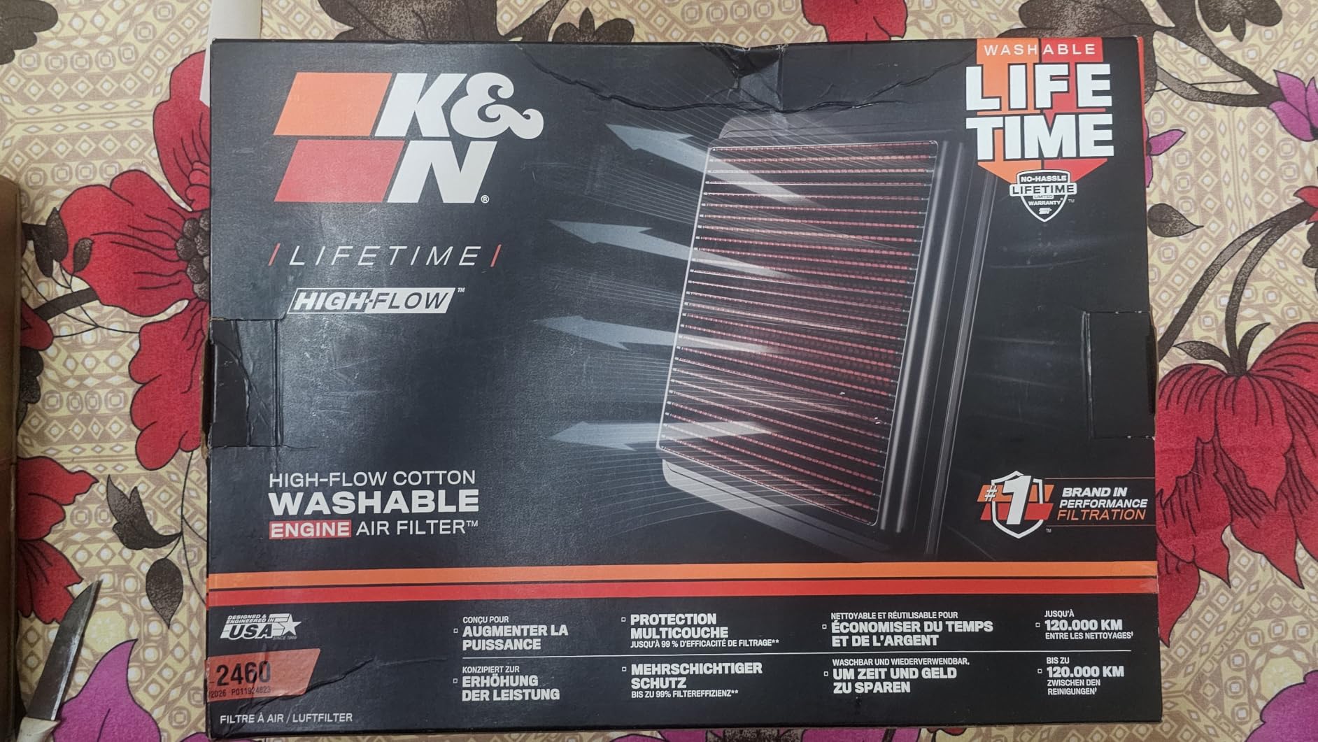 K&N High-Flow Original Lifetime Engine Air Filter: Increase Power: Premium, Washable: Compatible with Chrysler/Dodge: 300, Challenger, Charger, 33-2460 customer photo 2