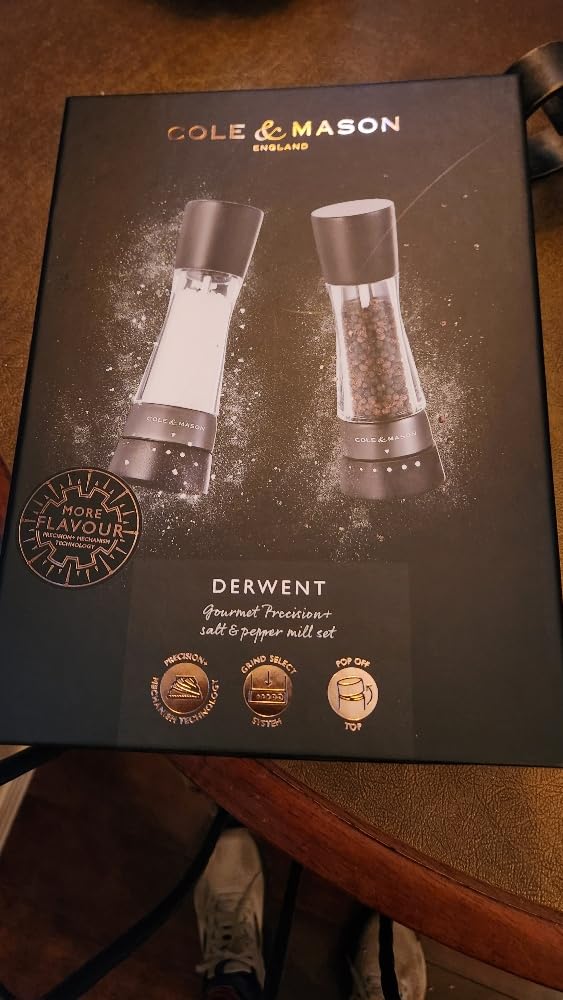 Cole & Mason Derwent Grinder Set - Precision Mechanisms and Sea Salt and Peppercorns - Derwent Salt and Pepper, Stainless Steel customer photo 2