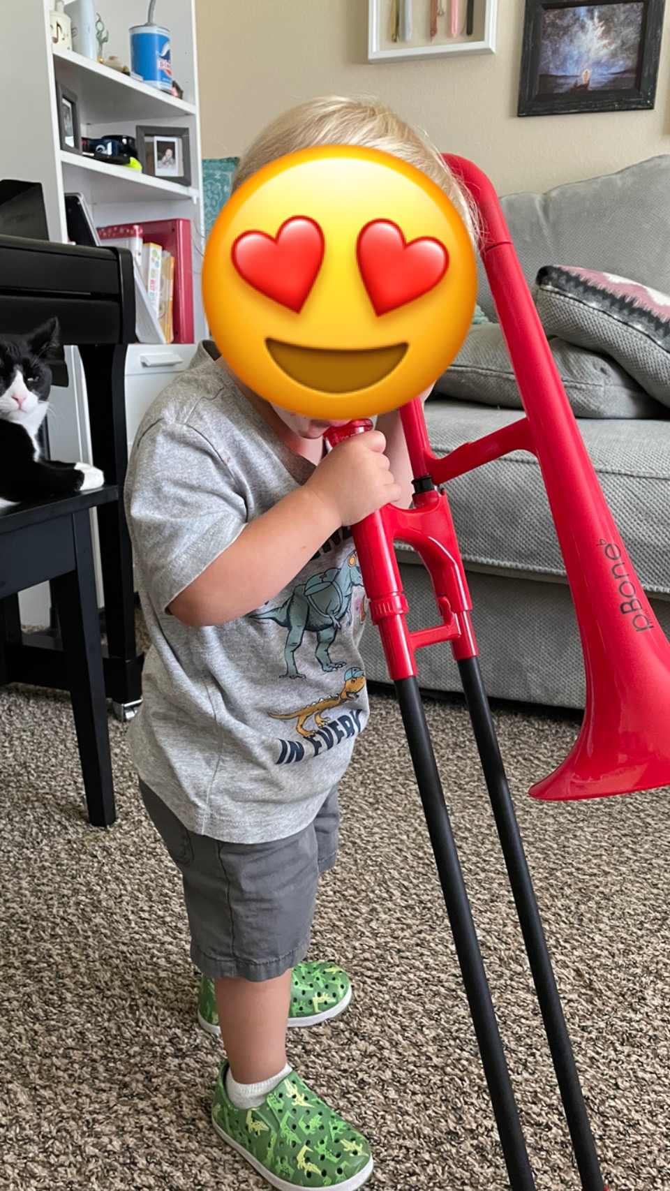 pBone Plastic Kids pBone Mini Trombone - Mouthpiece and Carrying Bag- Lightweight Versatile, Comfortable Ergonomic Grip- Eb Authentic Sound for Student & Beginner- Durable ABS Construction- Blue customer photo 1