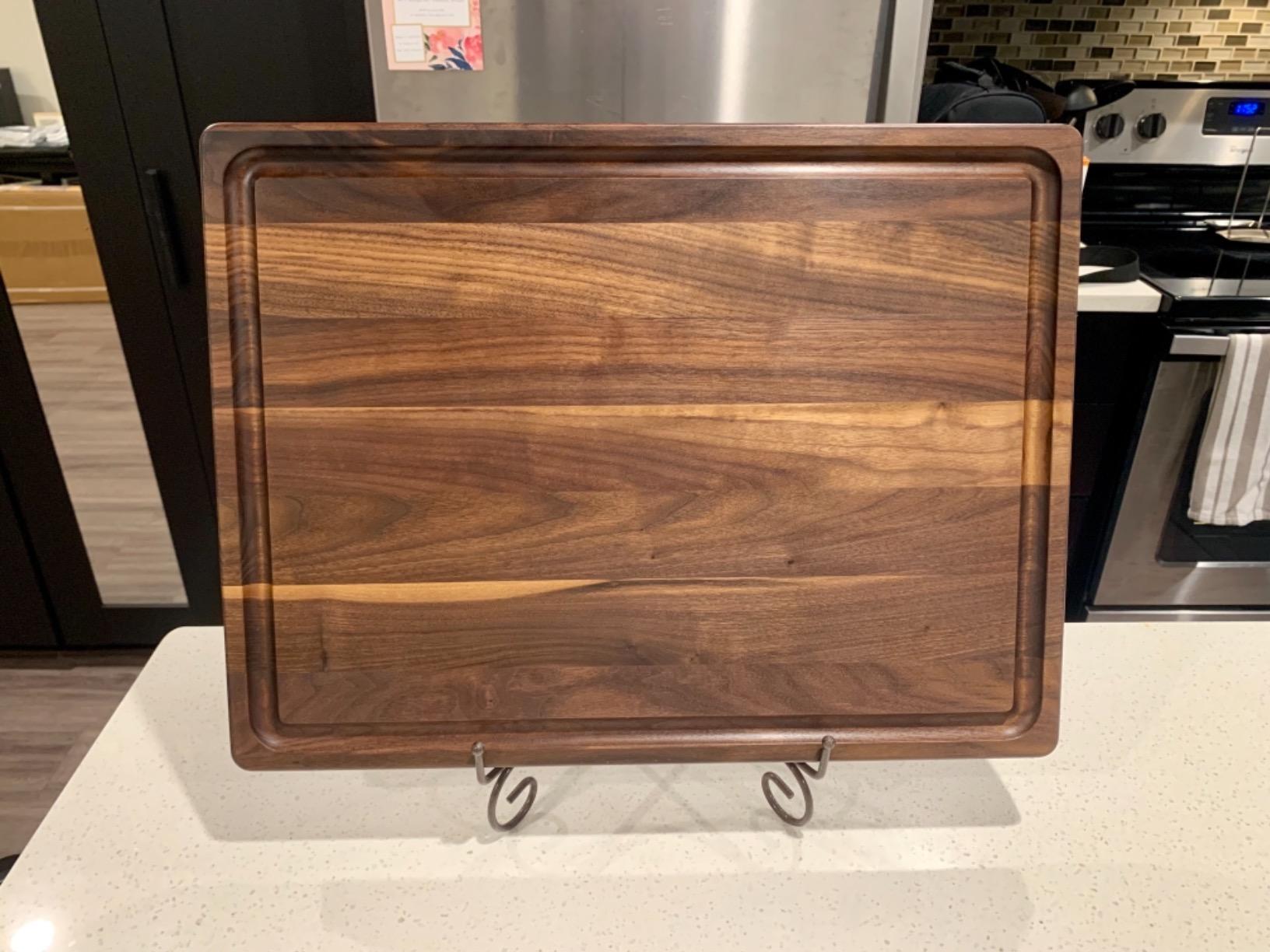 Made in USA Black Walnut Wood Cutting Board by Virginia Boys Kitchens - Butcher Block Wooden Carving Board with Juice Well made from Sustainable Hardwood (17x11) customer photo 1