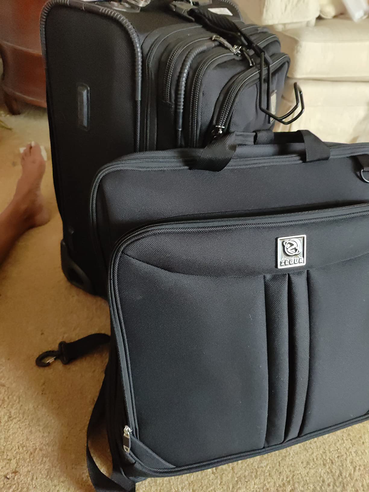 Premium Suit Garment Bag Carry On - Hangs 4 Suits - Travel & Business with Shoulder Strap and Laptop Compartment customer photo 2