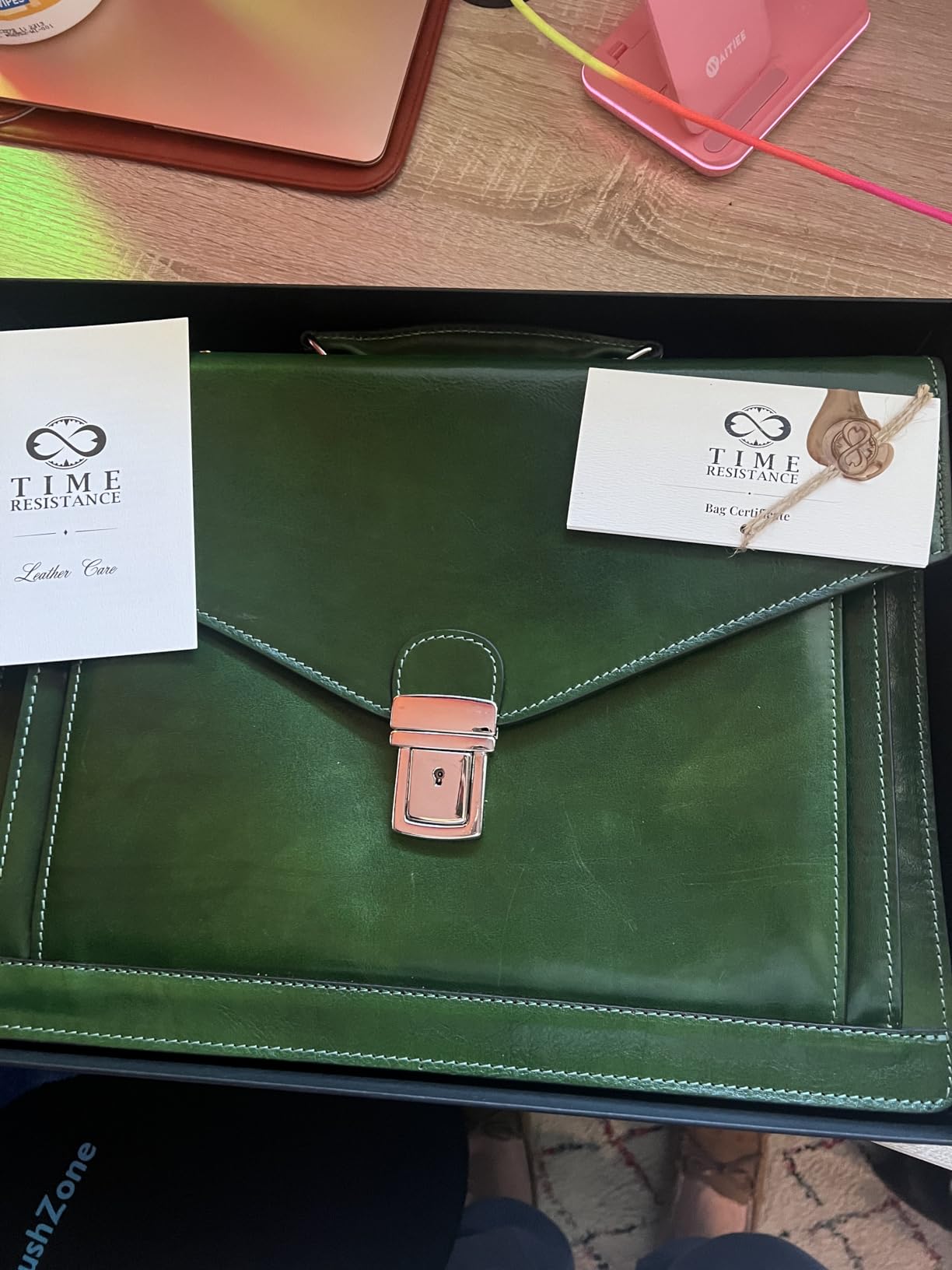 Time Resistance Leather Briefcase for Men - Business Laptop Bag - Italian Handmade Leather Bag - Attache - Gift Box Included customer photo 1