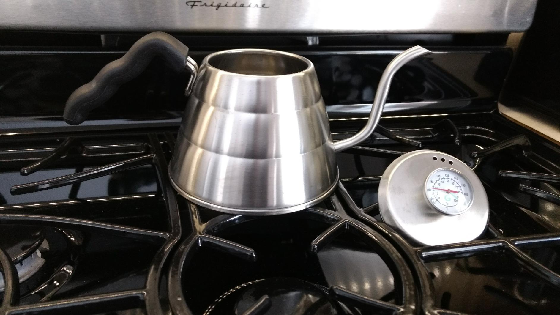 Coffee Gator Gooseneck Kettle with Thermometer - 40oz Premium Stainless Steel Pour Over Coffee Maker Kettles, Stove Top, w/Precision Drip Spout, for Drip Coffee, French Press, Tea Kettle, 5 Cup, 1.2L customer photo 1