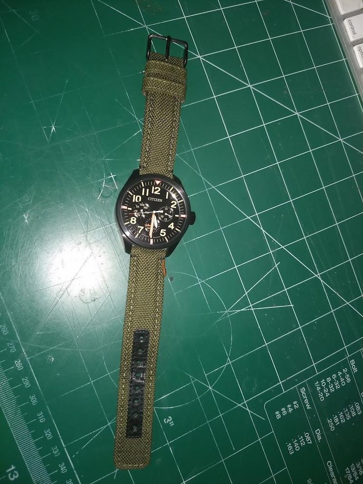Citizen Men's Eco-Drive Weekender Garrison Field Watch, Stainless Steel, Olive Green Nylon Strap, Black Dial customer photo 2