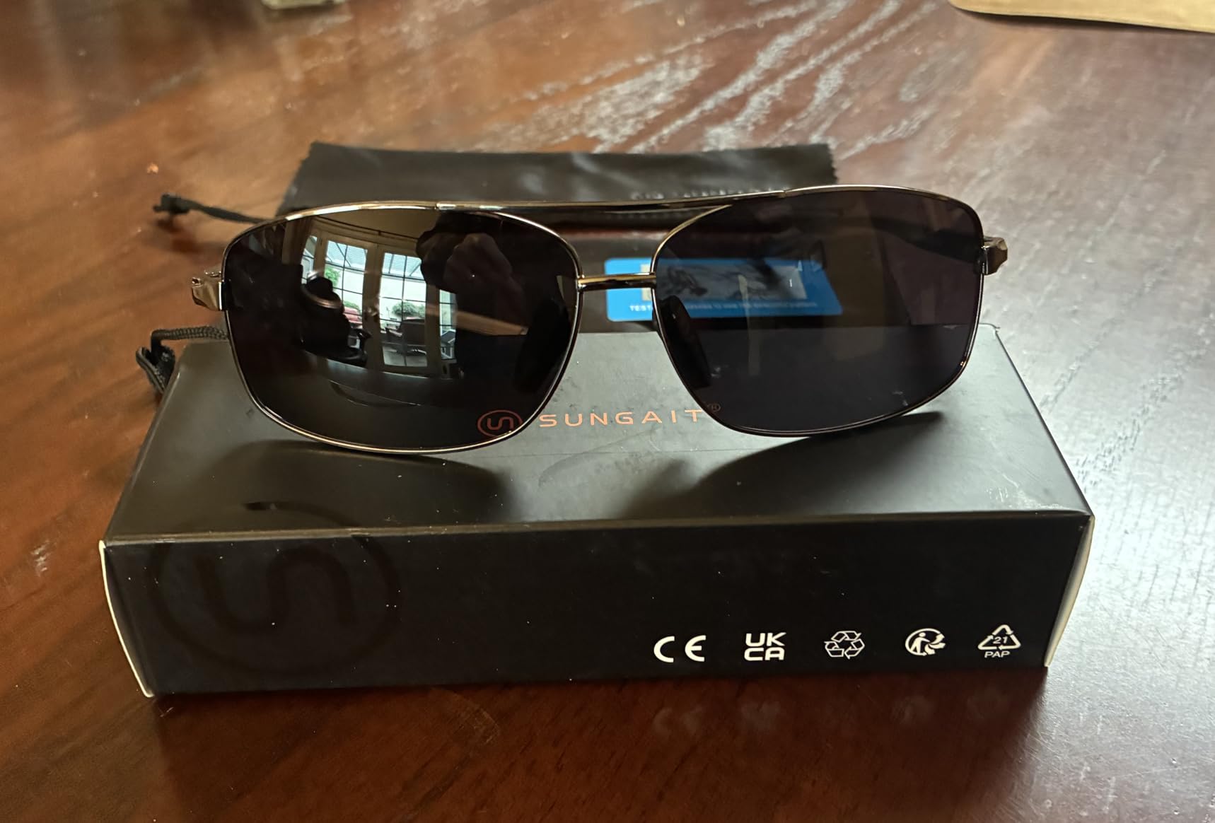 SUNGAIT Ultra Lightweight Rectangular Polarized Sunglasses Men UV400 Protection customer photo 2