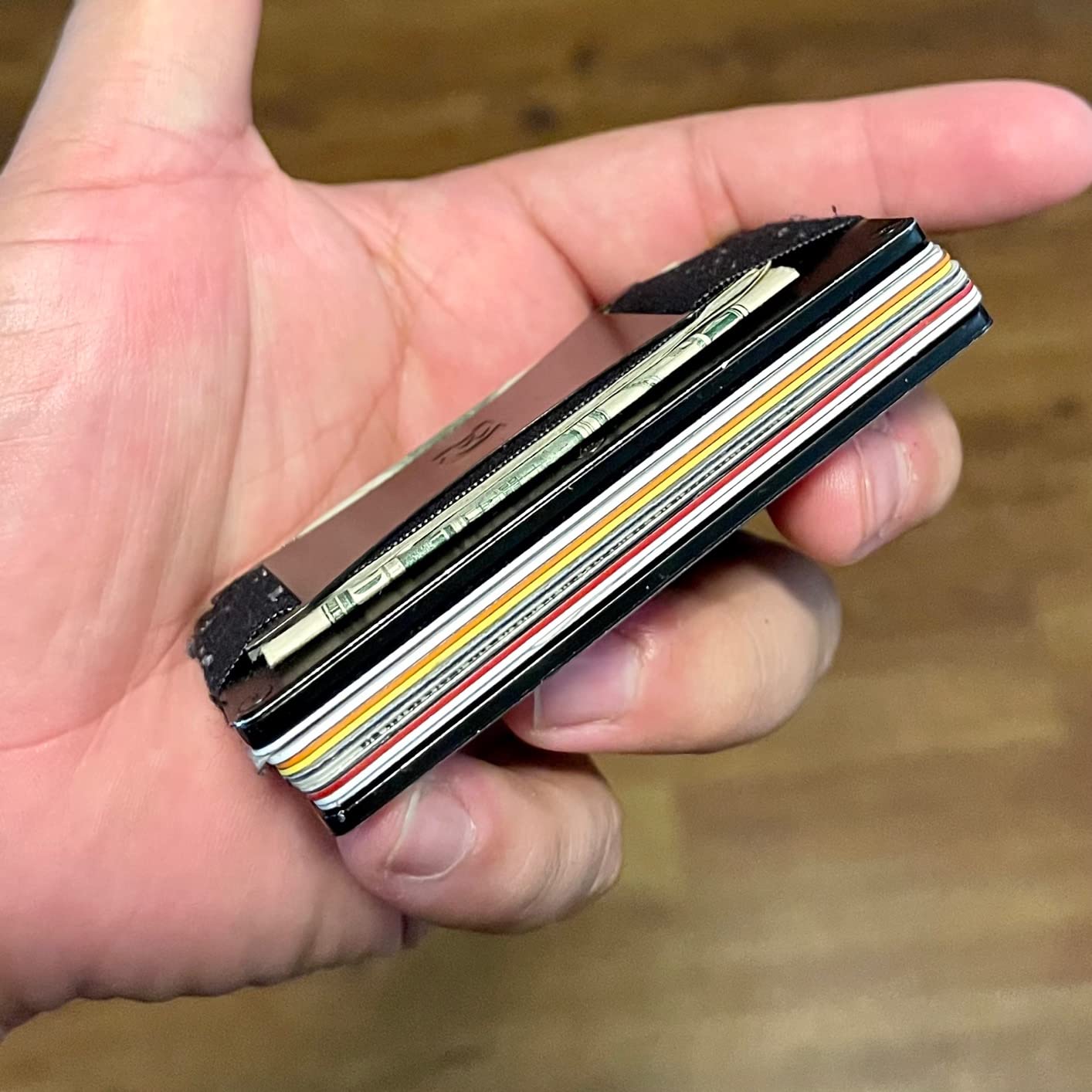 Ridge Wallet for Men - Slim Minimalist Compact Wallet and Card Holder, RFID Protected Front Pocket Wallets for Men with Integrated Cash Strap (Royal Black) customer photo 2