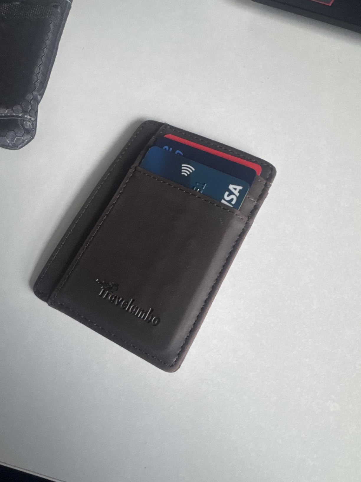 Slim Wallet Front Pocket Minimalist Leather RFID Blocking Medium Size customer photo 2