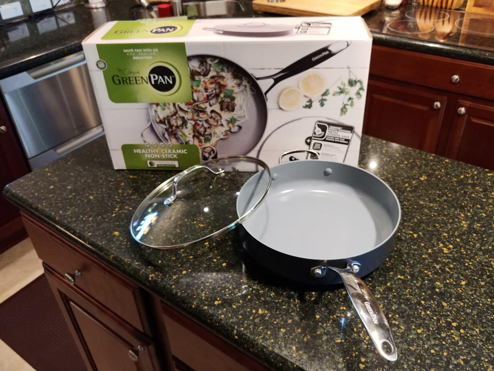 GreenPan Valencia Pro 4.5QT Ceramic Nonstick Sauté Pan, Hard Anodized, PFAS-Free Nonstick, Induction Ready, Compatible with all Stovetops, Gray, Dishwasher Safe, Oven Safe to 600F customer photo 1