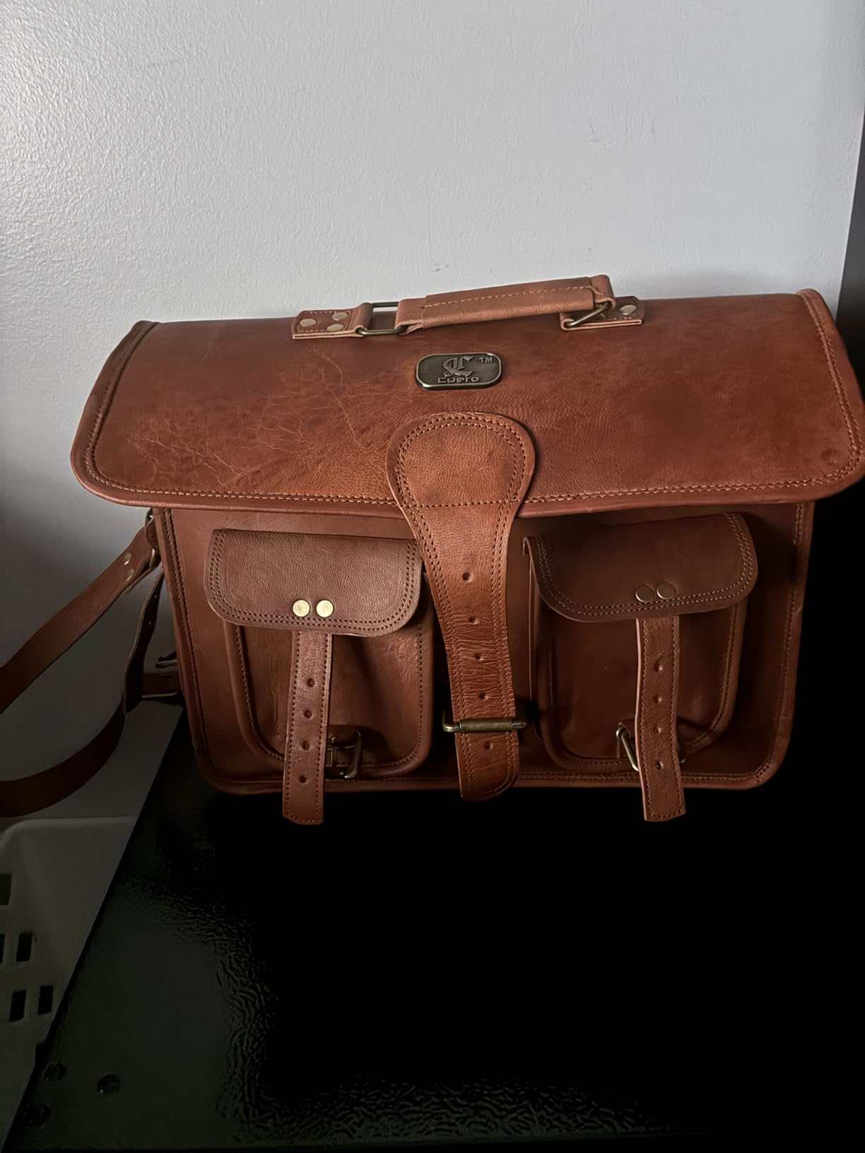 cuero Leather Messenger Bag for Men, 18 Inch Laptop Crossbody, Handmade Leather Shoulder Satchel Bag for Men, Full Grain Business Briefcase for Office/Work/Travel - Vintage Brown customer photo 2