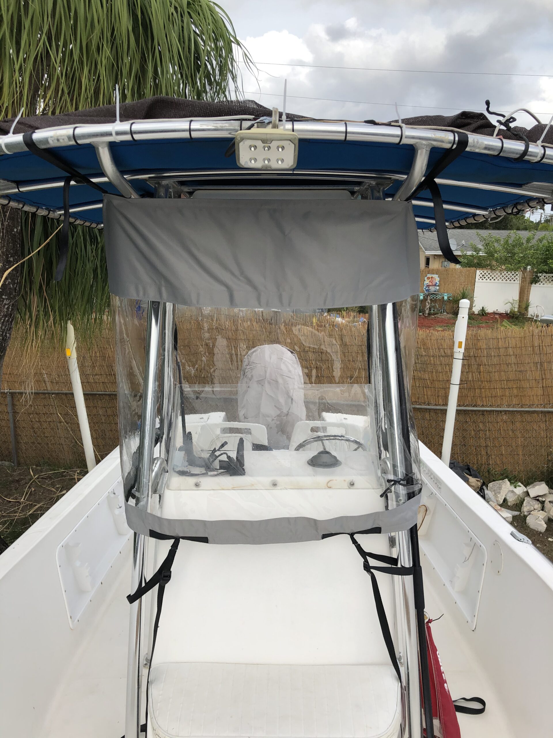 Oceansouth Universal T-Top Enclosure Spray Shield | Clear Wrap Around Weather Protection for Center Console Boats | Consoles Over 27