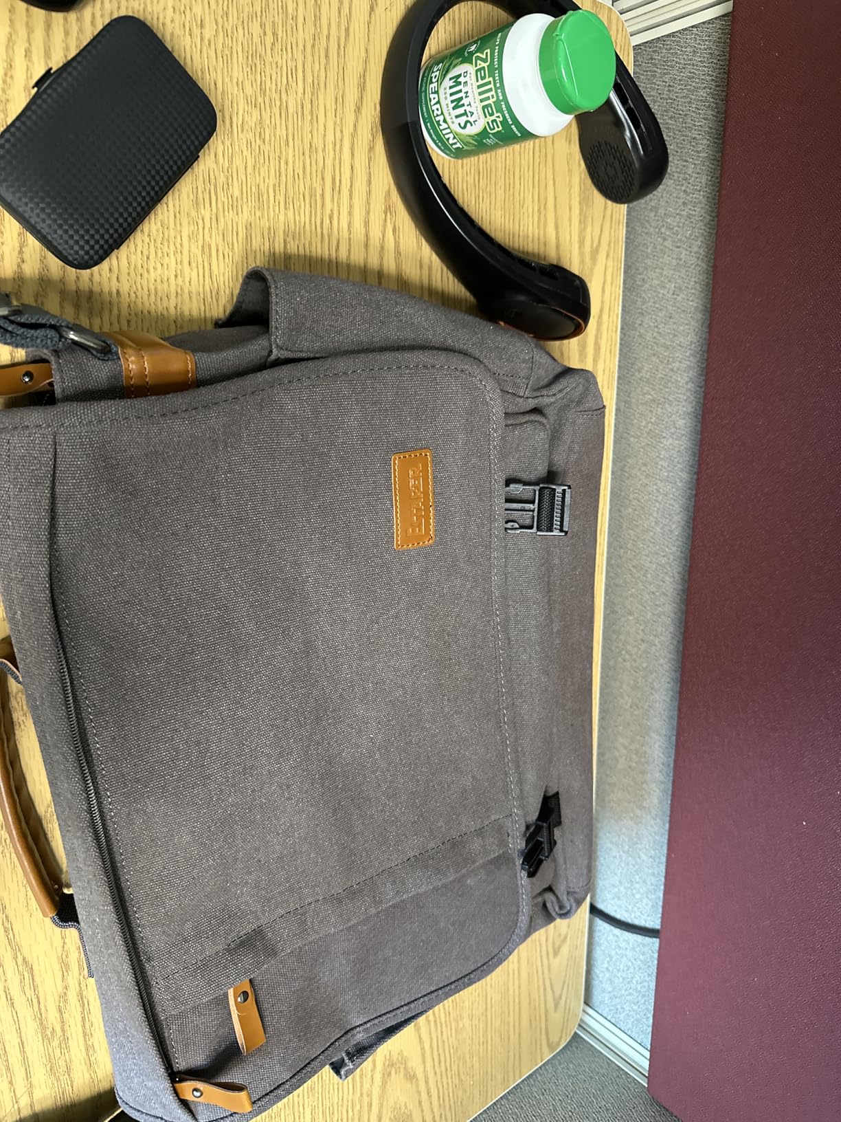 ESTARER Men Messenger Bag 17-17.3 Inch Laptop Bag Water-resistant Canvas Computer Shoulder Bag Briefcase for Work College Travel, Grey customer photo 1