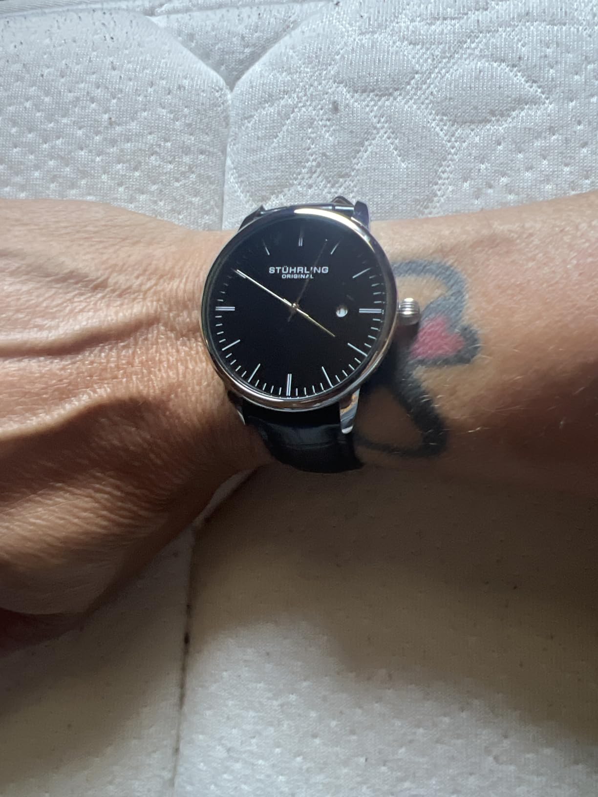 Stuhrling Original Men's Watch Dress Watch 40mm, Ultra Slim Mens Watch Leather Strap, Quartz Analog Men's Wrist Watch, Classic Minimalist Watch for Men customer photo 1