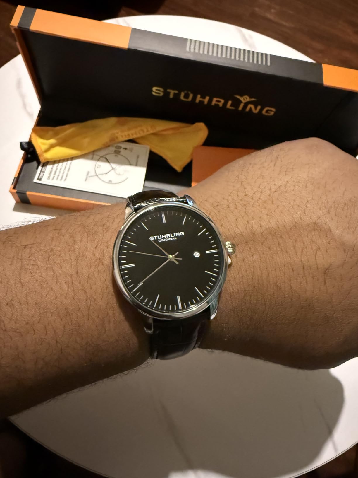 Stuhrling Original Men's Watch Dress Watch 40mm, Ultra Slim Mens Watch Leather Strap, Quartz Analog Men's Wrist Watch, Classic Minimalist Watch for Men customer photo 2