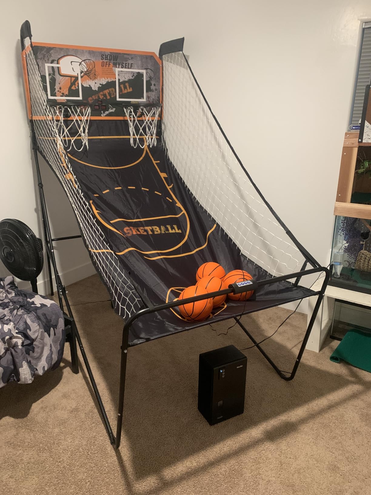 JupiterForce Foldable Indoor Basketball Arcade Game, Electronic Dual Shot Basketball Hoop Arcade Game Machine with 4 Balls and LED Scoring for 2 Players Home Play, Adults customer photo 1