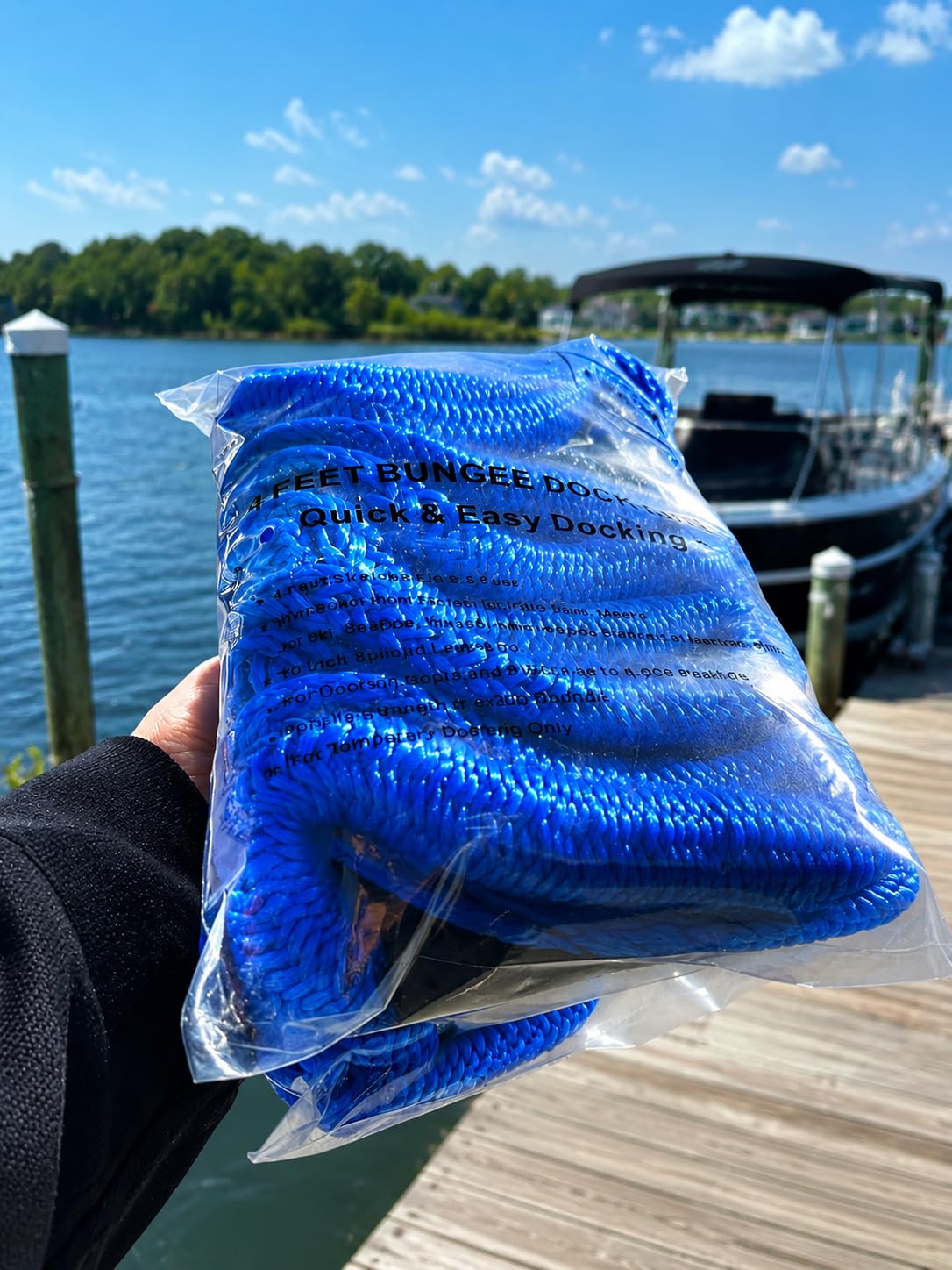 4 Pack Boat Bungee Dock Lines, 4-5.5ft PWC Dock Line with Loop, Boating Gifts for Men, Elastic Mooring Ropes Boat Tie Downs Accessories for Pontoon, Jon Boat, Bass Boat, Fishing Boat, Kayak customer photo 1