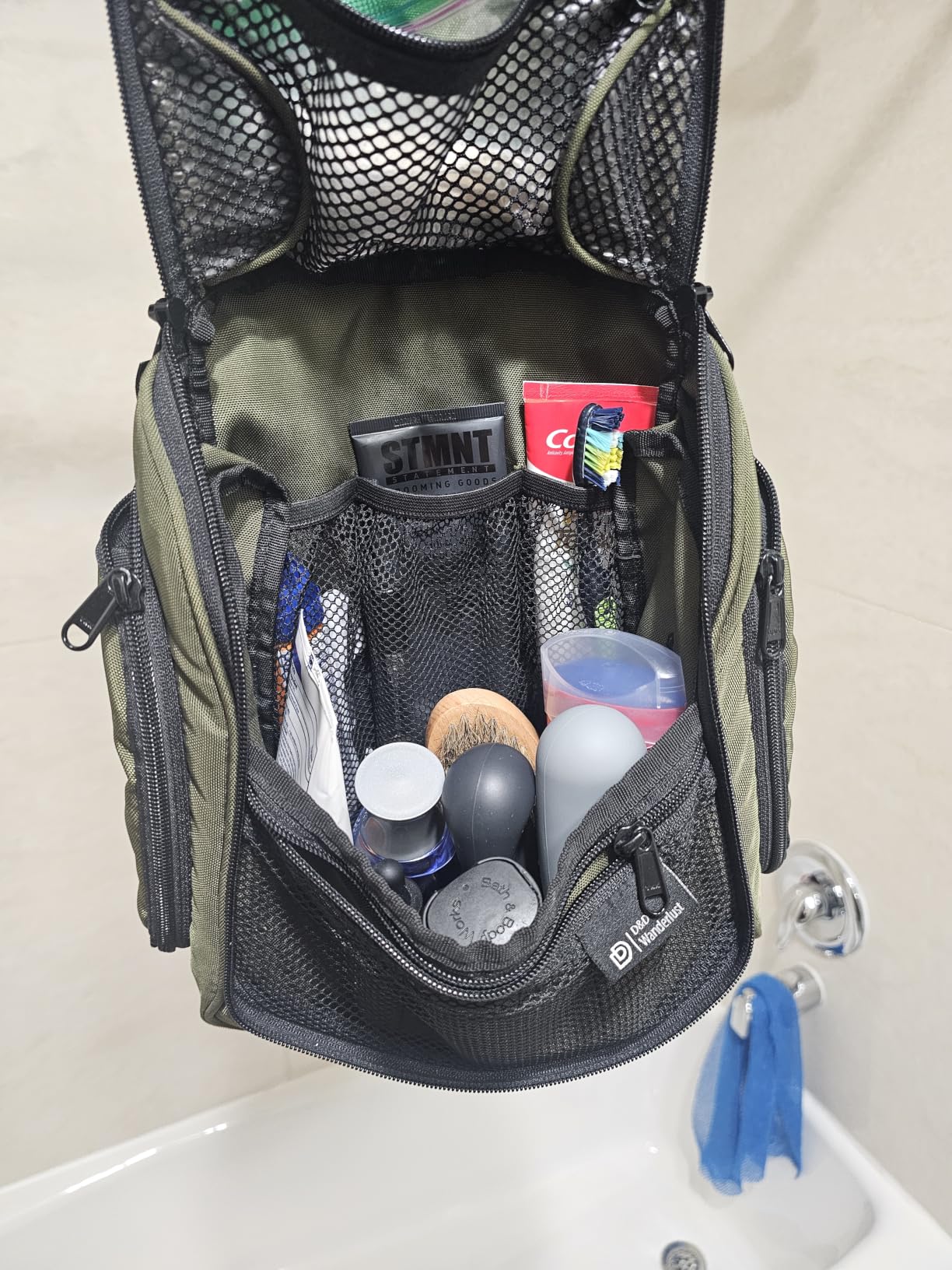 D&D Wanderlust Hanging Travel Toiletry Bag for Men and Women - Cosmetics, Makeup and Toiletries Organizer Kit with 10 Compartments customer photo 2