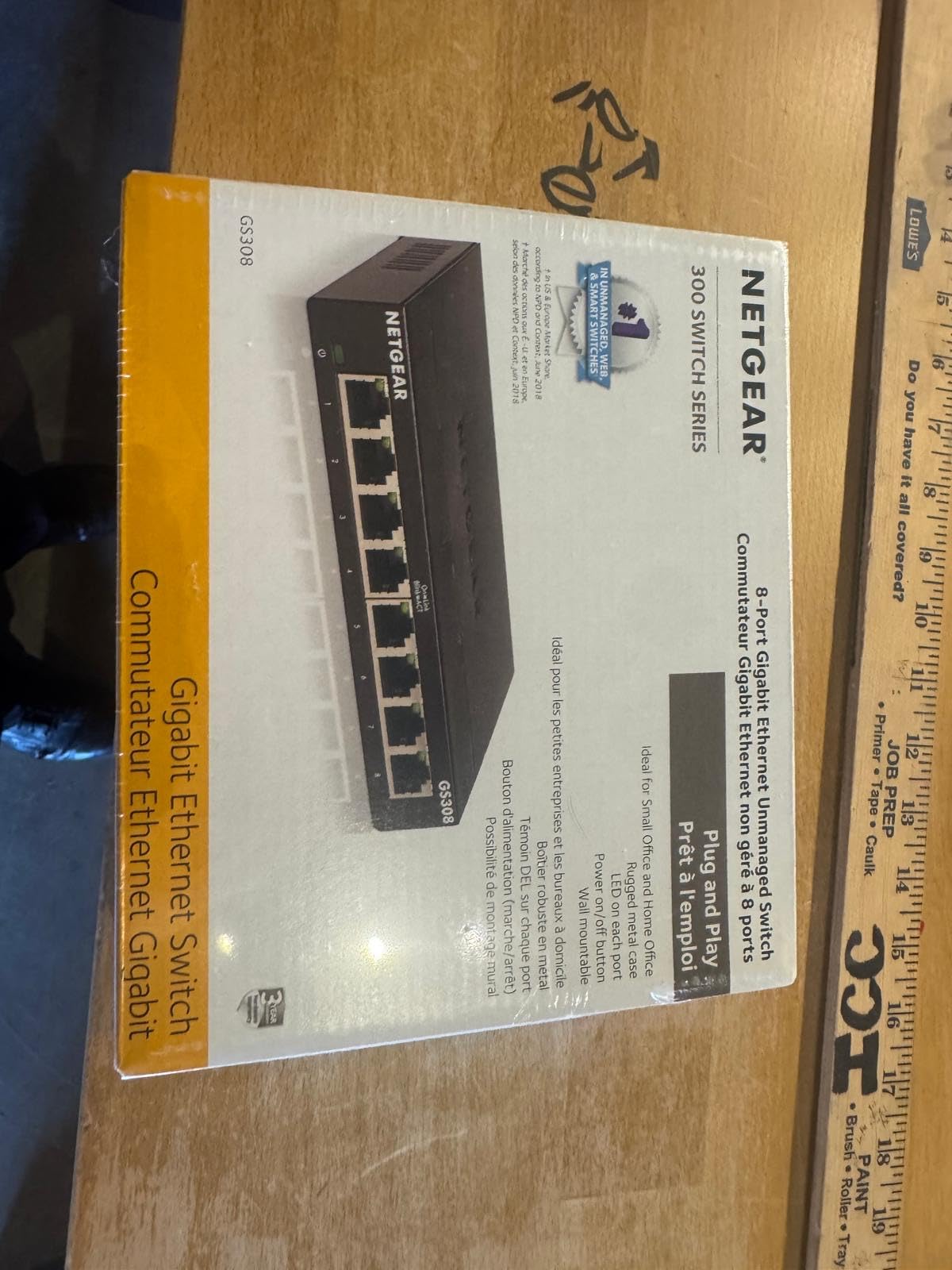 NETGEAR 8-Port Gigabit Ethernet Unmanaged Essentials Switch (GS308) - Home Network Hub, Office Ethernet Splitter, Plug-and-Play, Silent Operation, Desktop or Wall Mount customer photo 2