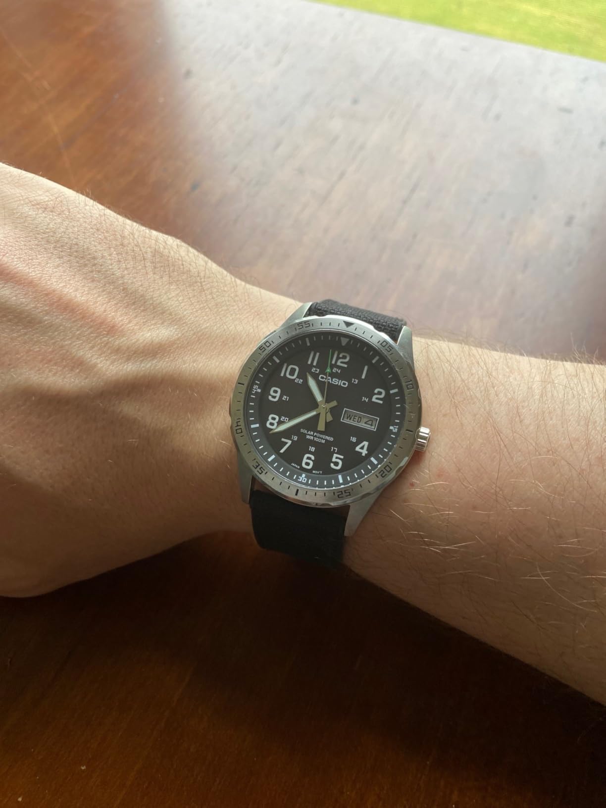 MTPS120L Series | Unisex Analog Watch | 100M WR | Stainless Steel Case | 3 Hand Analog (HR, Min, SEC) | Date Display | Low Battery Alert | Military Styling | Solar Powered customer photo 1