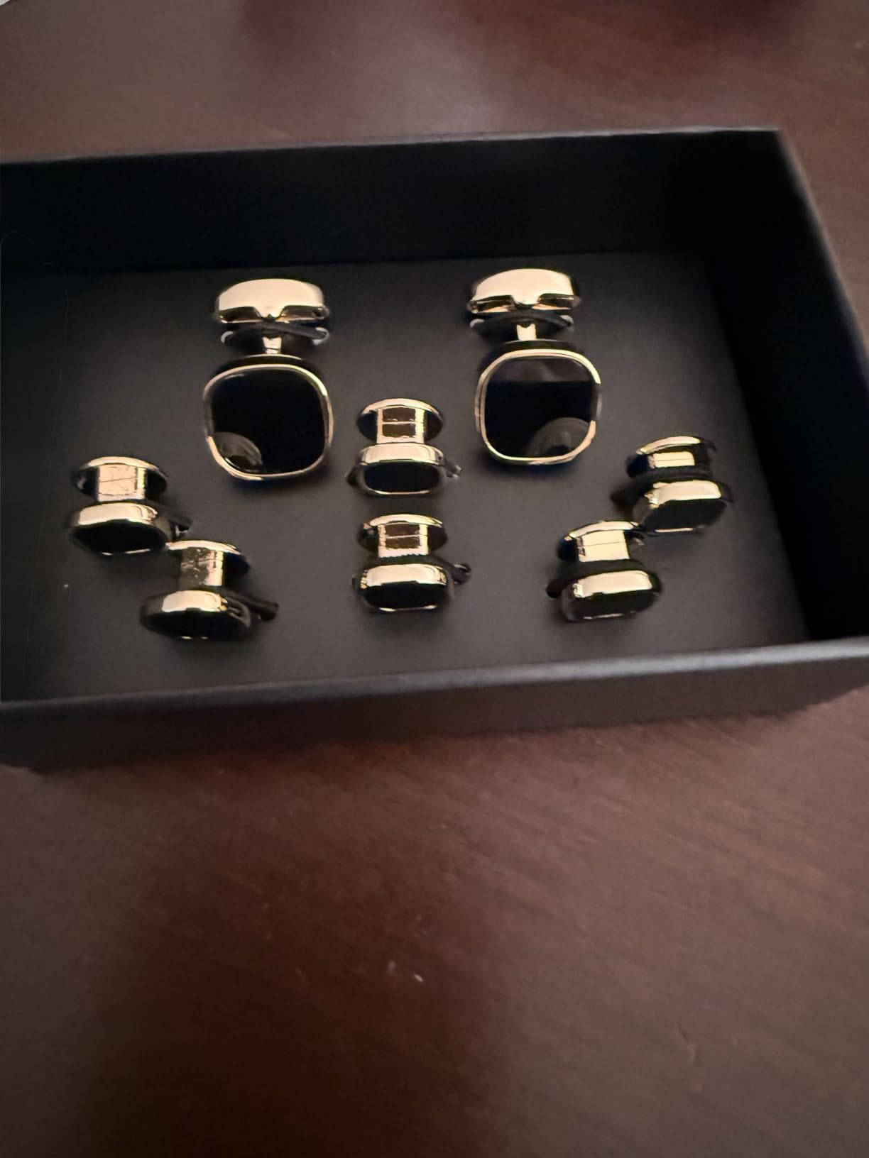HAWSON Cufflinks and Studs for Men-Black Stone Mens Fashion Gun-Black Cufflinks and Tuxedo Shirt Studs Set for Regular Weeding Business Accessories customer photo 1