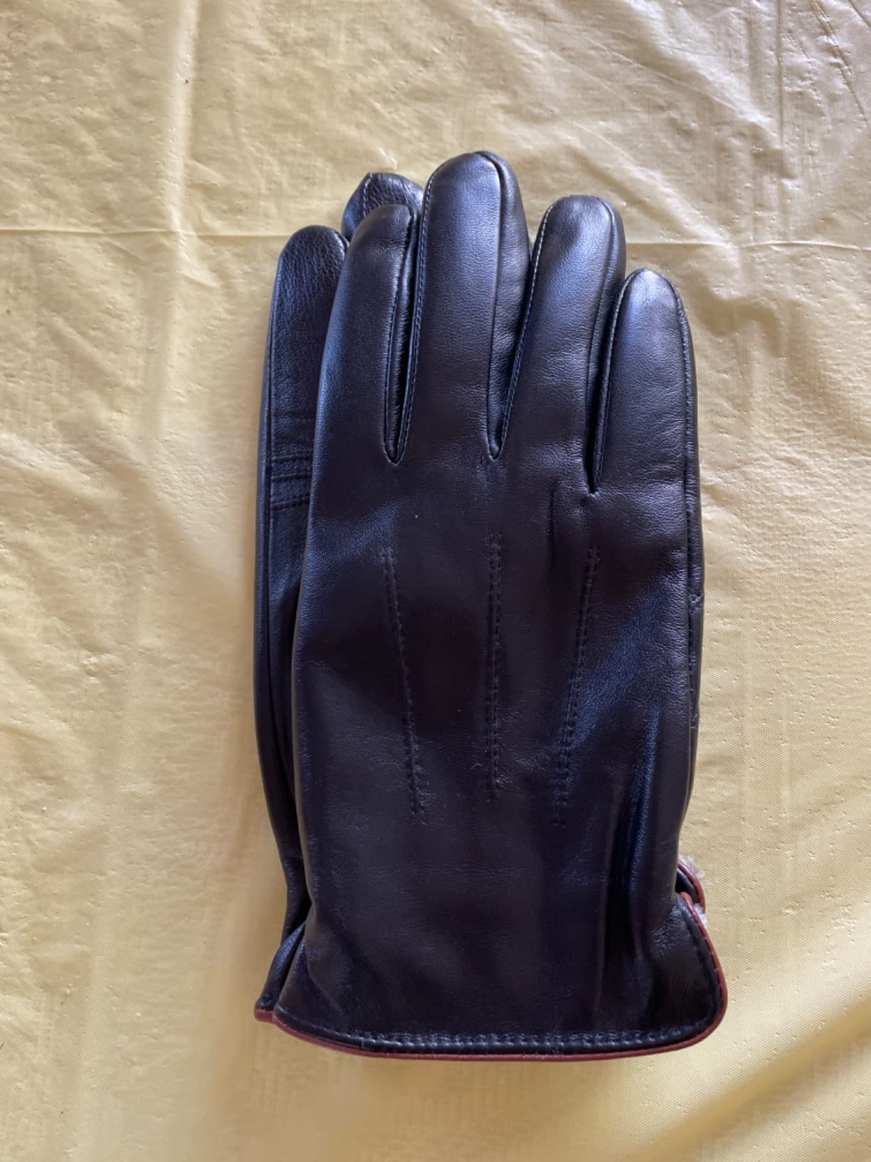 MaxW Sheepskin Leather Gloves for Men, Winter Warm Touchscreen, Black Leather for Driving, Motorcycle customer photo 1