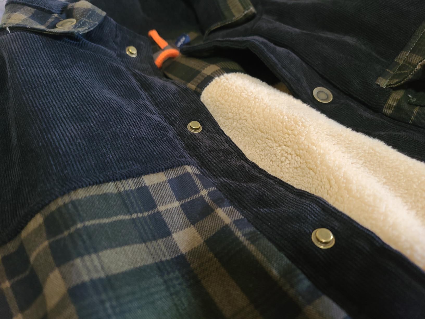 Haellun Men's Long Sleeve Sherpa Lined Shirt Jacket Flannel Plaid Fleece Coats customer photo 2