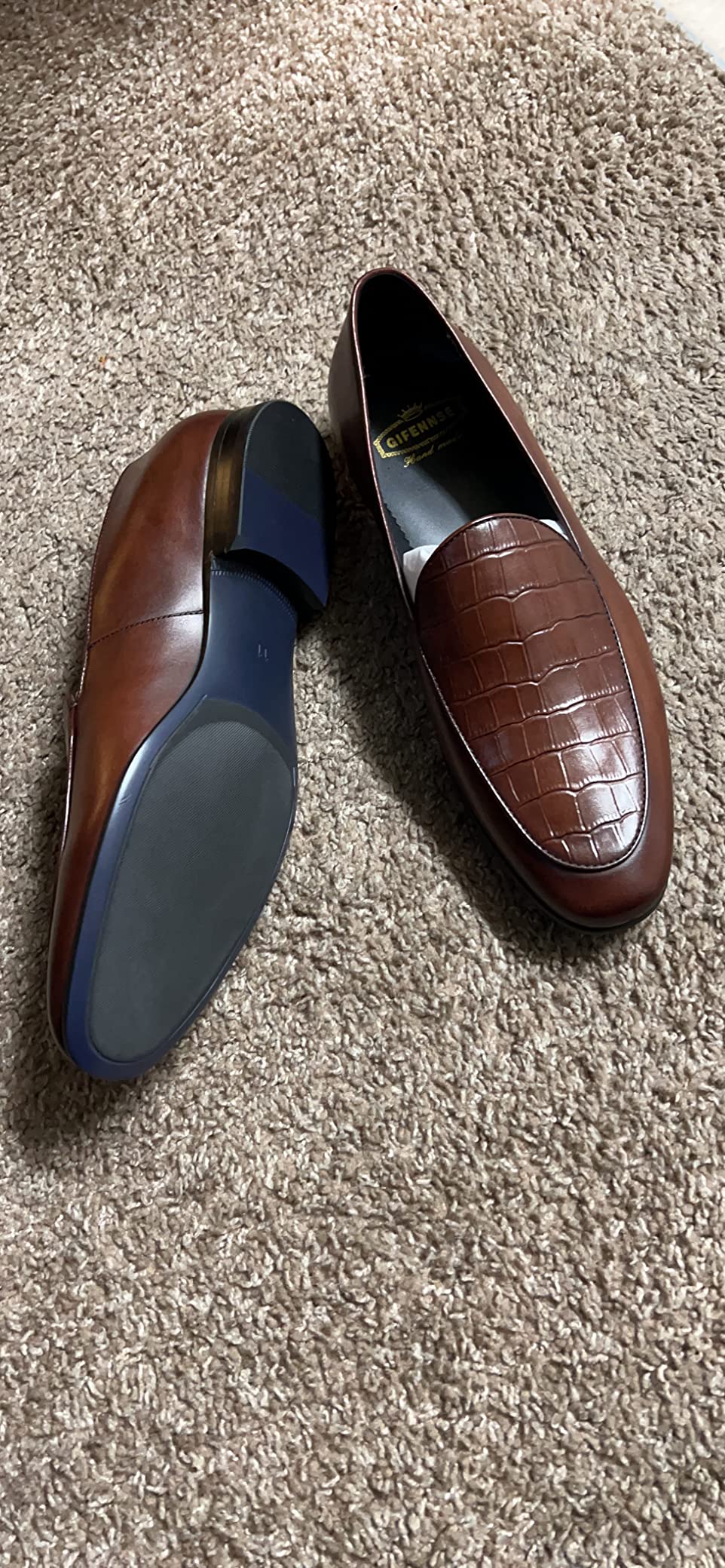 GIFENNSE Men's Dress Shoes Slip-On Loafers Leather Formal Shoes customer photo 2