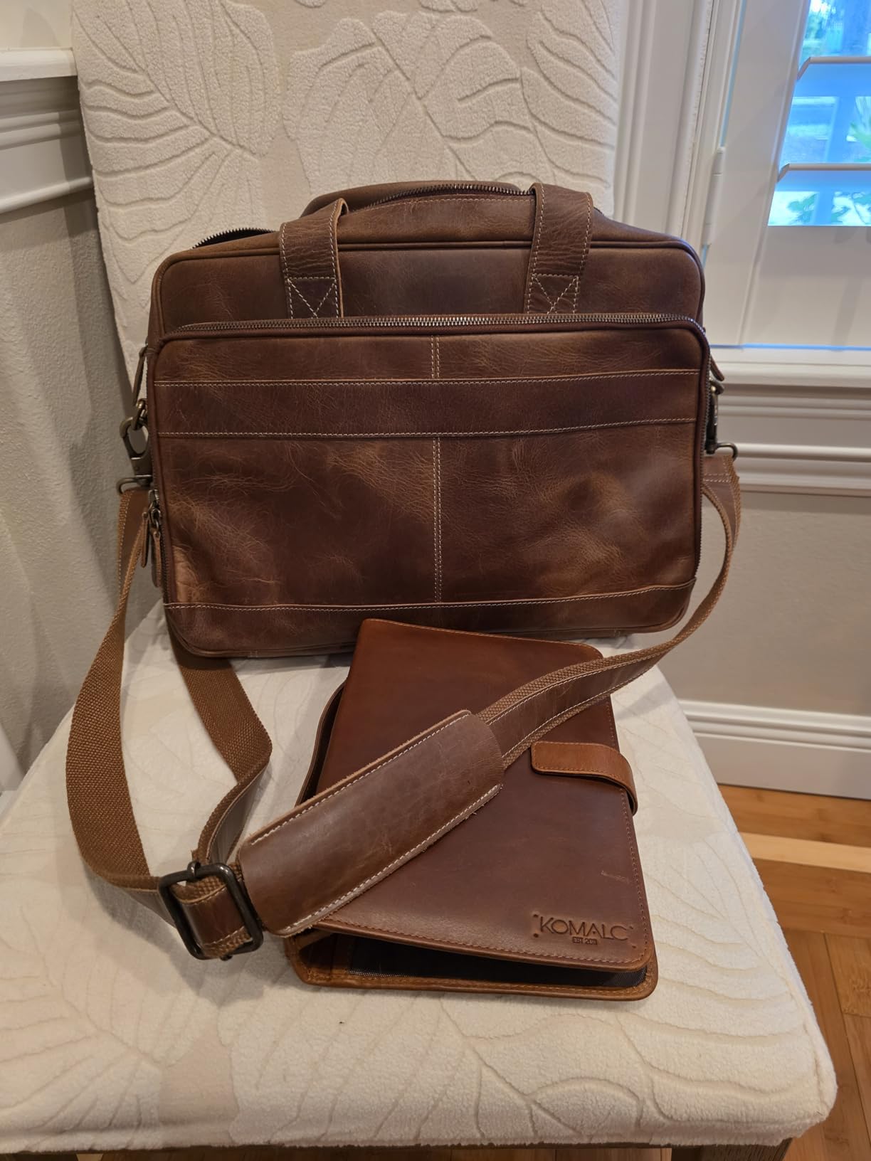 KomalC Leather briefcase 16 inch Laptop Messenger Bag for Men and Women Best Office Satchel Bag customer photo 1