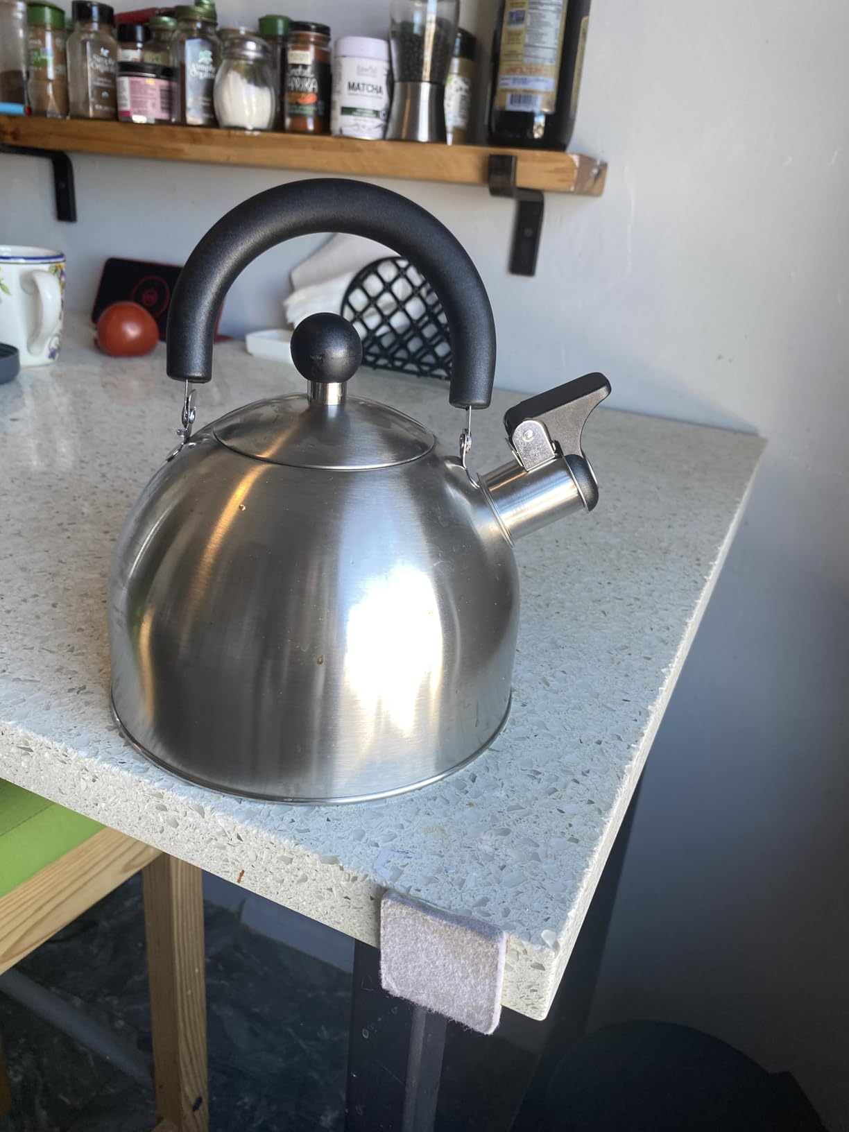 Primula Stewart Whistling Tea Kettle for Stovetop, Stainless Steel with Fast Boil Whistling Spout and Cool Touch Folding Handle, 1.5-Quart, Brushed Silver customer photo 2