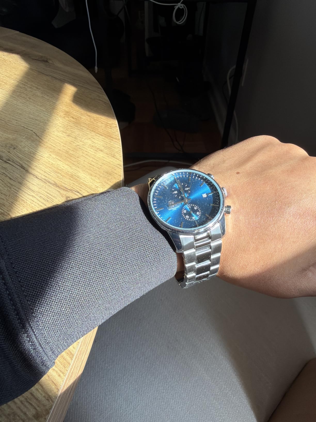 GOLDEN HOUR Fashion Business Mens Watches with Stainless Steel Waterproof Chronograph Quartz Watch for Men, Auto Date customer photo 1