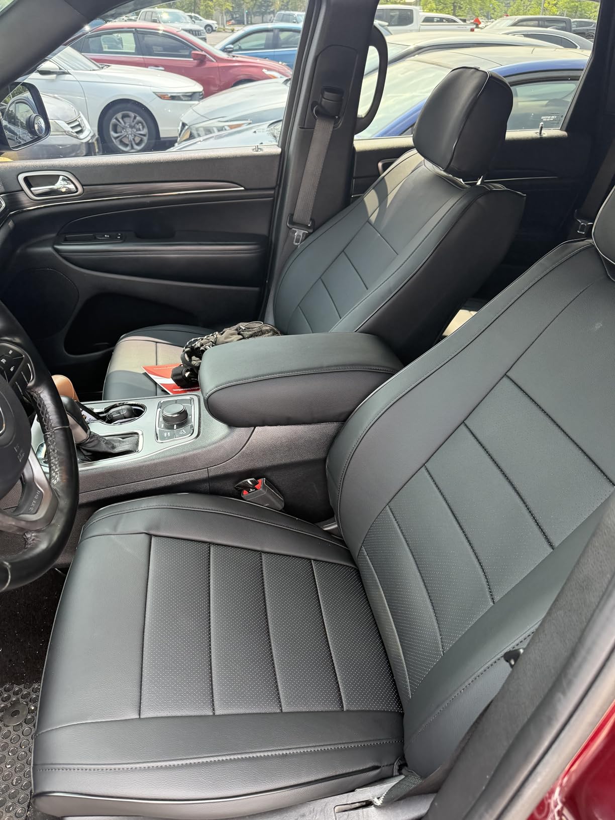 EKR Grand Cherokee Seat Covers for Jeep Grand Cherokee 2011-2021 Limited/Limited X/Laredo/Laredo E/Altitude/North Edition/Overland/High Altitude/Summit, Car Seat Cover Full Set, Leatherette (Black) customer photo 1