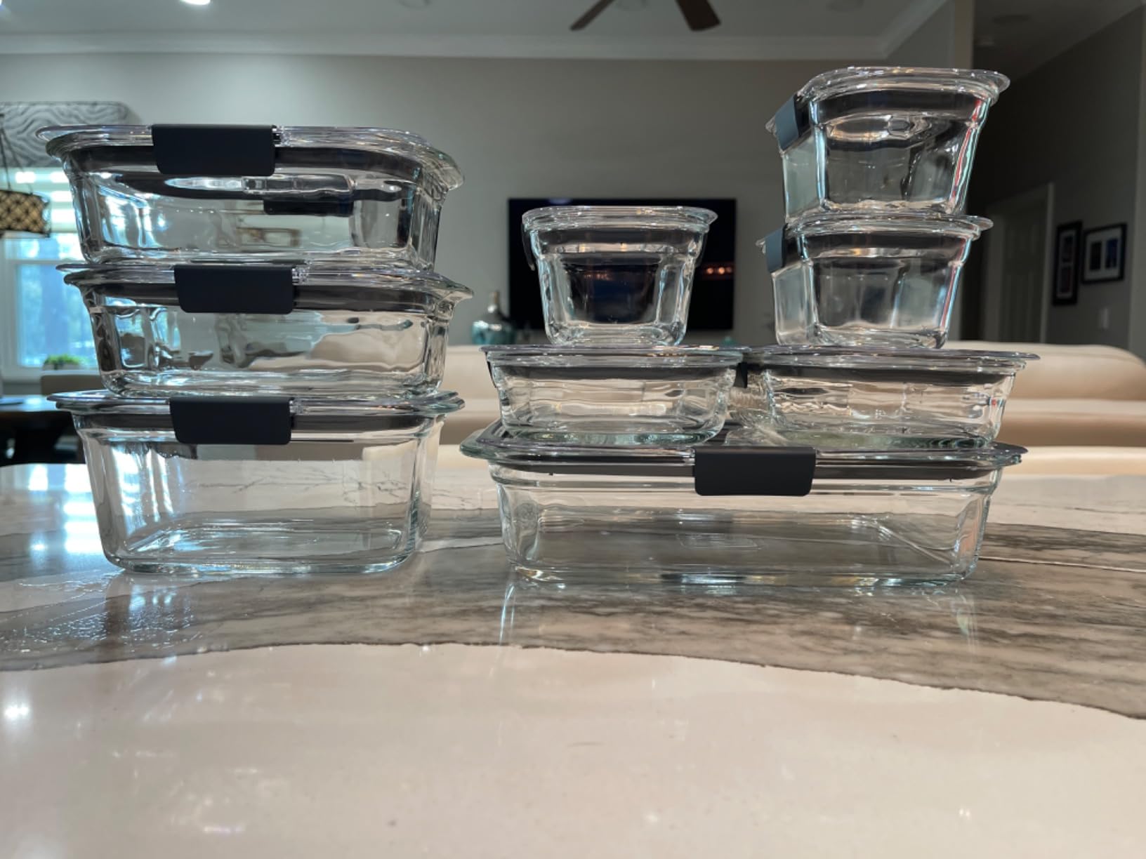 Rubbermaid Brilliance Glass Food Storage Containers, Assorted Sizes, Set of 9, BPA-Free, Leak-Proof, Clear customer photo 2