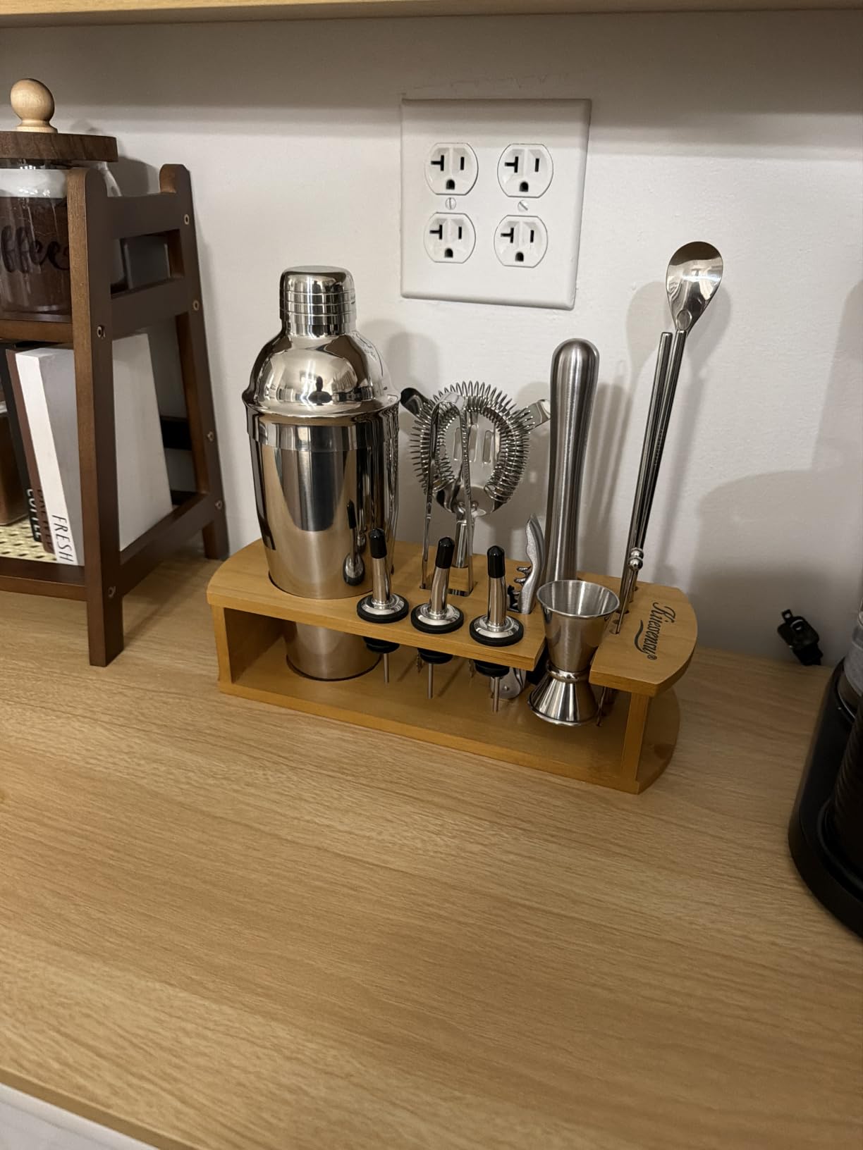 KITESSENSU Cocktail Shaker Set Bartender Kit with Stand | Bar Set Drink Mixer Set with All Essential Accessory Tools customer photo 1
