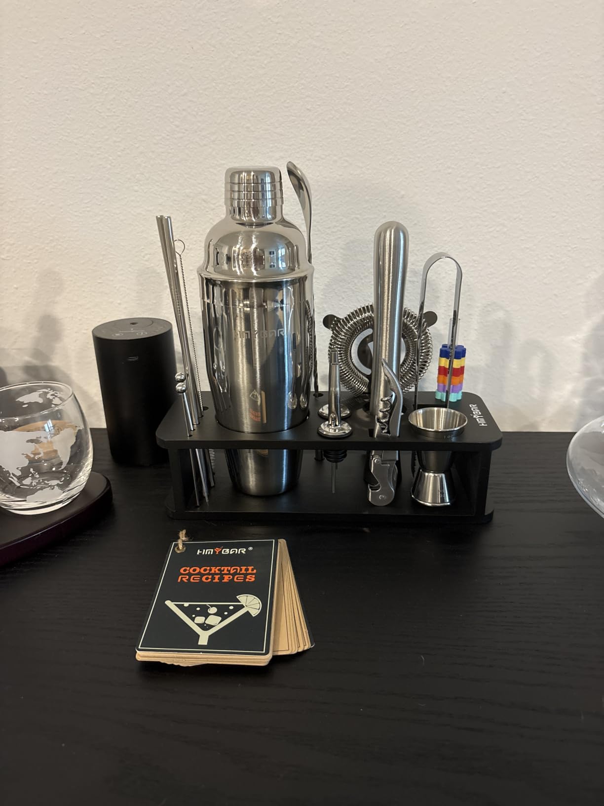 KITESSENSU Cocktail Shaker Set Bartender Kit with Stand | Bar Set Drink Mixer Set with All Essential Accessory Tools customer photo 2