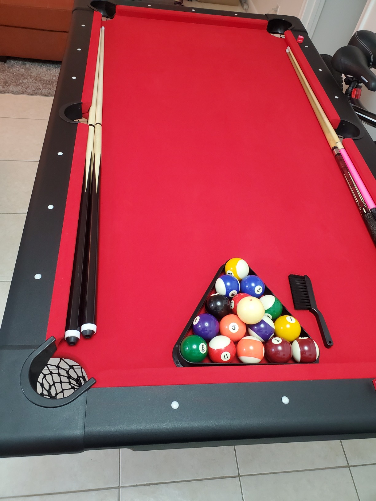 GoSports 6, 7, or 8 ft Billiards Tables - No Assembly, Choose Your Color - Portable Pool Table Includes Full Set of Balls, 2 Cue Sticks, Chalk and Felt Brush customer photo 2