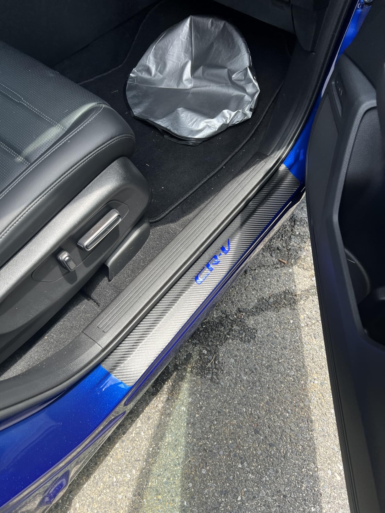 LEXLEY for 2006-2023 2024 2025 2026 CRV CR-V Carbon Fiber Style Leather Door Sill Protector Anti-Dirty Scuff Plate Cover Guard Sills Protector Trim, Welcome Pedal Protect 4PCS - Sliver customer photo 1