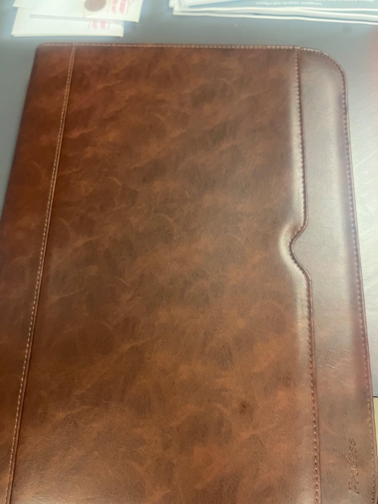 ProCase Portfolio Business Padfolio Folder with Zipper -Brown | Conference Meeting Executive File Legal Document Organizer with Pockets Letter Size A6 Writing Pad Notepad Padfolio customer photo 2