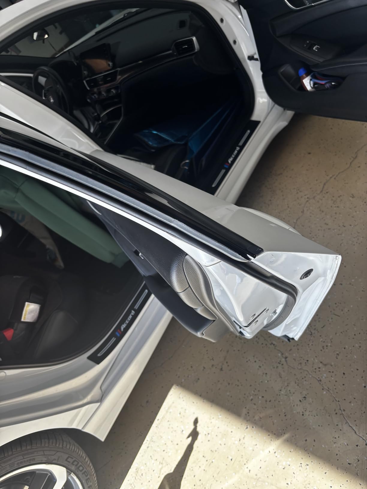 4PCS Carbon Fiber & Textured Leather Car Door Sill Protectors Compatible with Accord customer photo 2