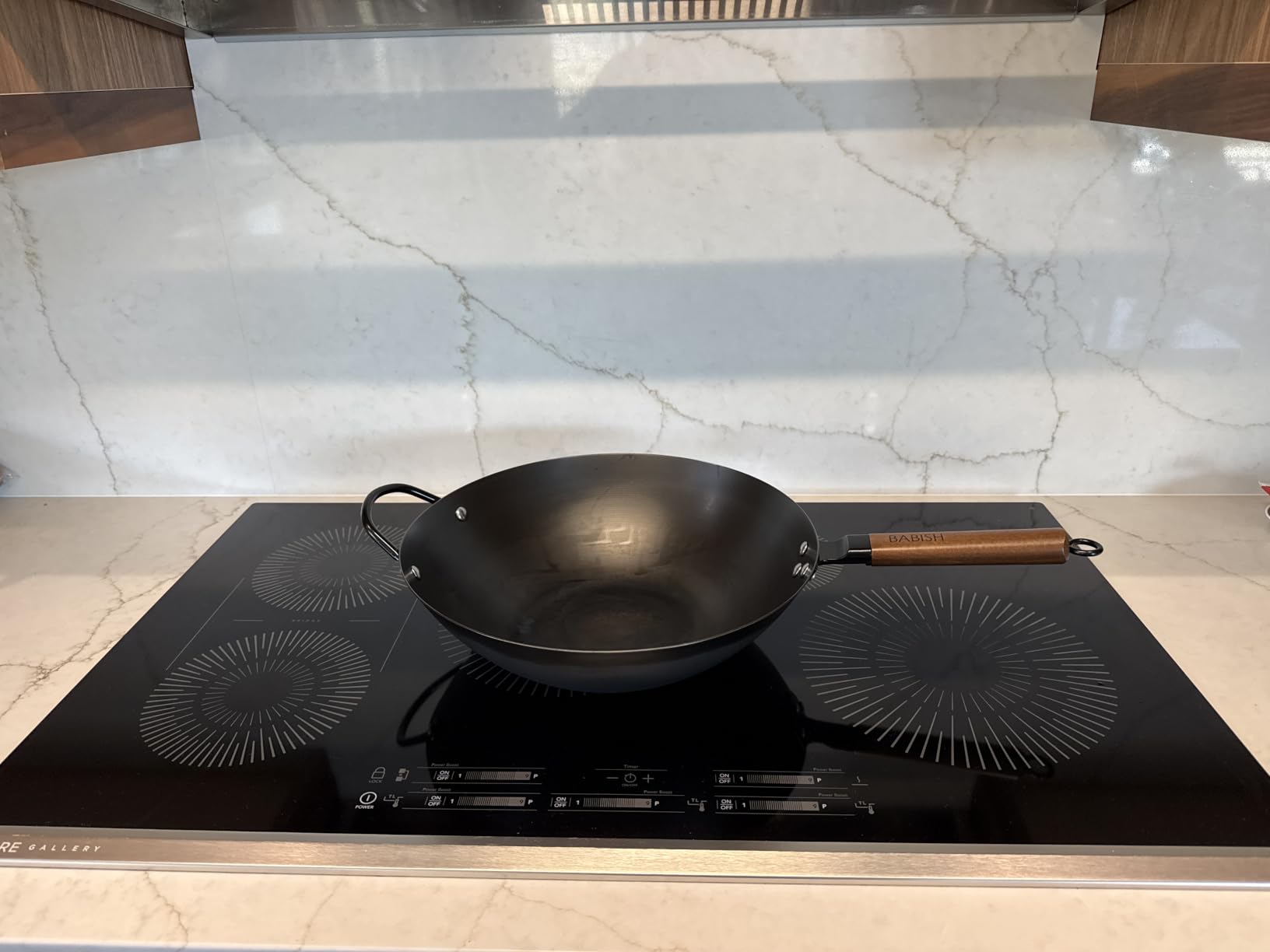 Babish Carbon Steel Wok 14 Inch Flat Bottom Stir Fry Pan Durable Heavy Duty Cookware for High Heat Cooking Stir Fry Sautéing Frying Compatible with Gas Electric and Induction Stovetops customer photo 1