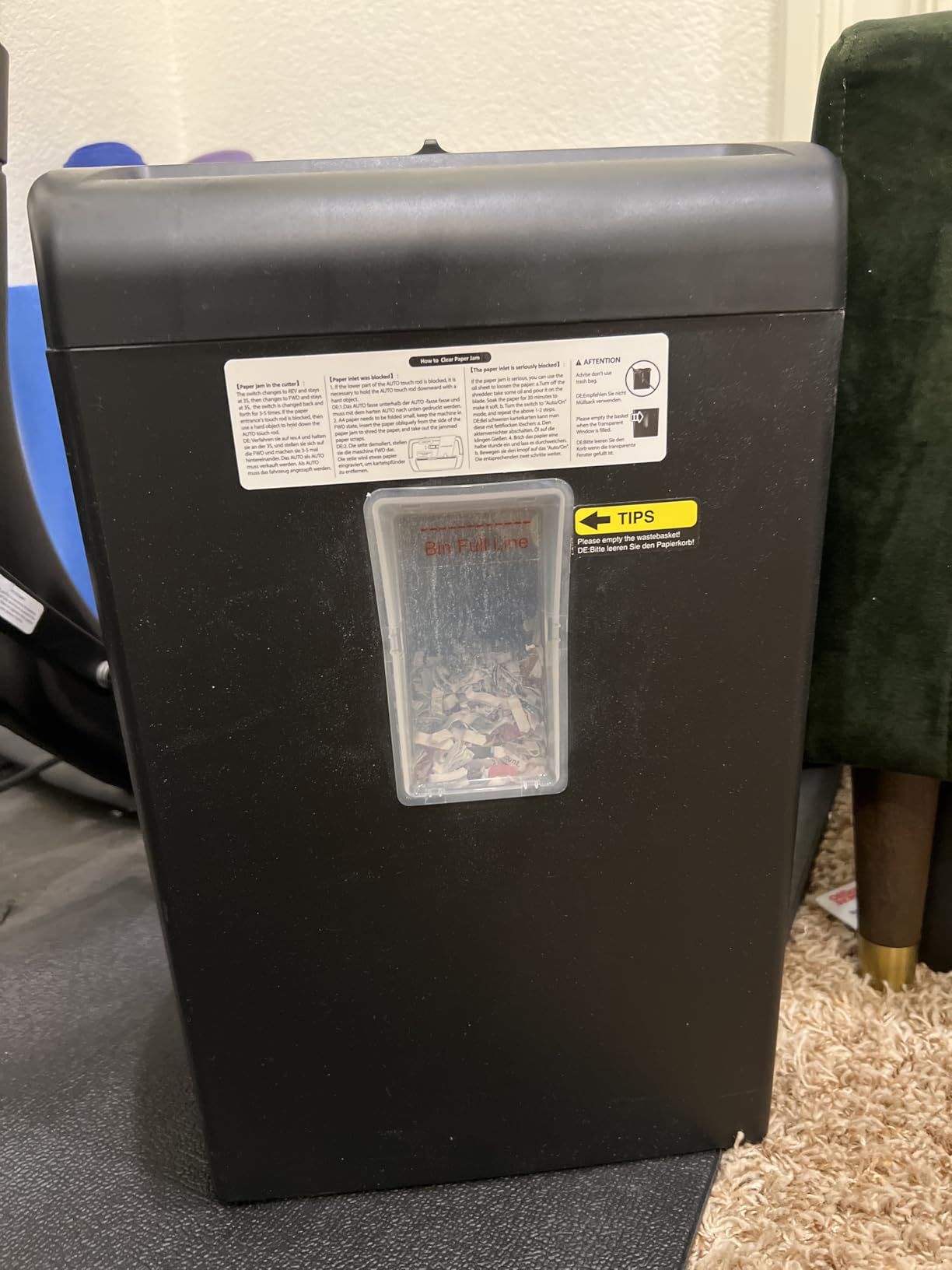 Bonsaii 10-Sheet Heavy Duty Cross Cut Paper Shredder for Home Office | 5.5-Gal Bin with Transparent Window, Shreds Credit Cards, Staples & Paper Clips, Suitable for Home Office Use, C209-D customer photo 2
