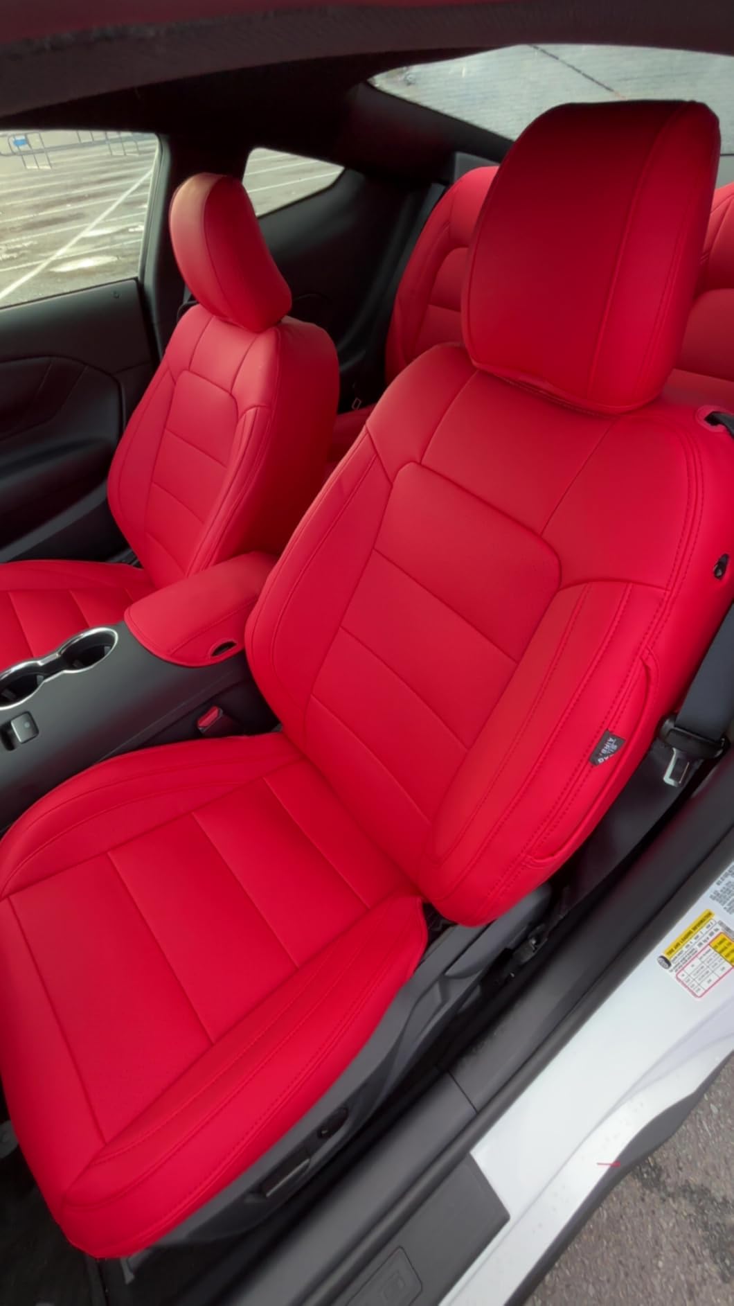 GIANT PANDA Customized Full Set Car Seat Covers Fit Ford Mustang Coupe Hardtop 2015-2026, Black customer photo 1