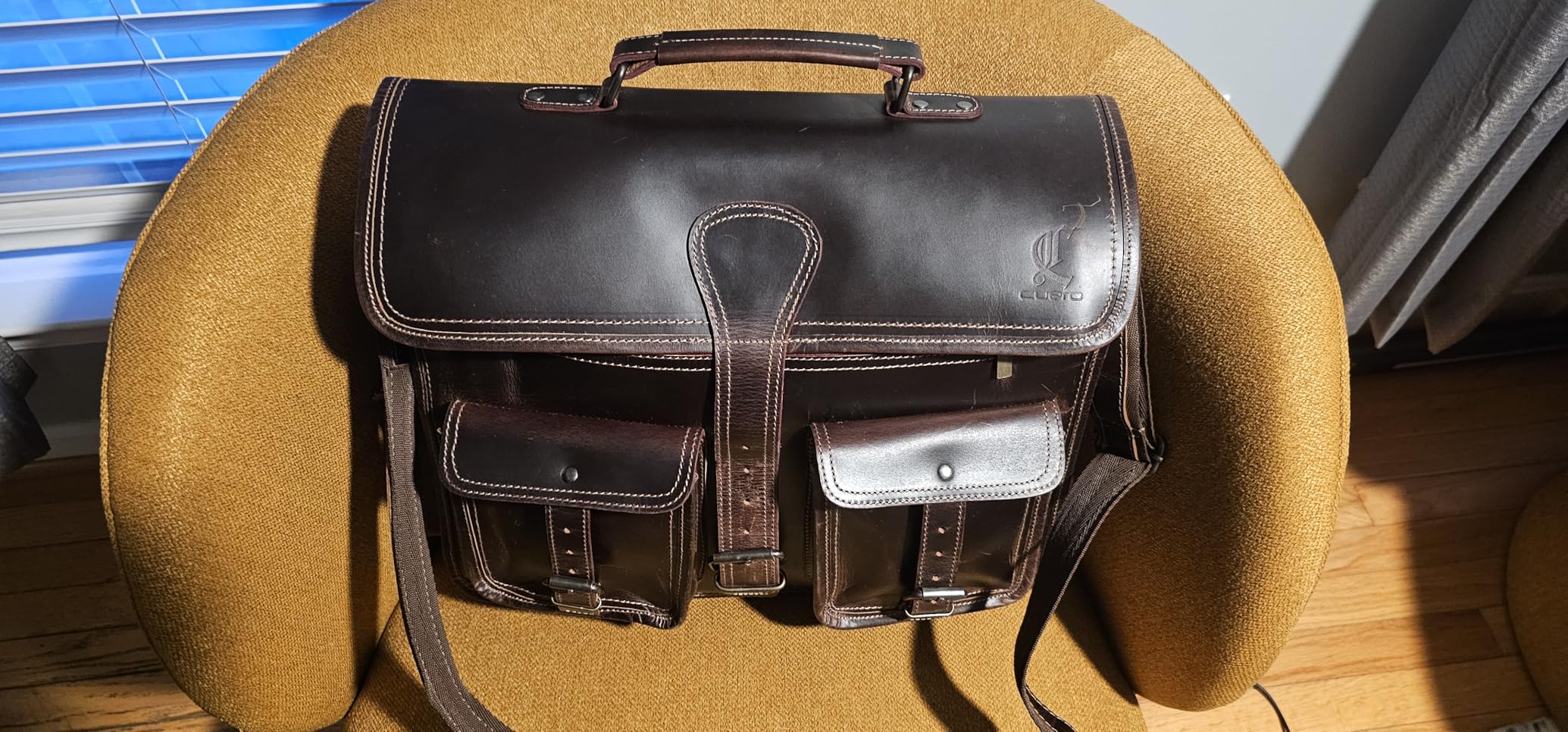 cuero Leather Messenger Bag for Men, 16 Inch Laptop Crossbody, Vintage Handmade Leather Shoulder Satchel Bag for Men, Full Grain Business Briefcase for Office/Work/Travel - Brown customer photo 2