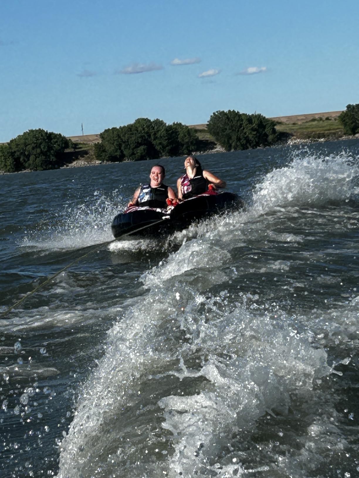 ZOOMBROS Towable Tube for Boating 2-Person, Secure Cockpit Seating for Kids & Family Safety, Heavy-Duty Water Sport Towables Large Capacity with Quick Connector, Less Drag customer photo 2