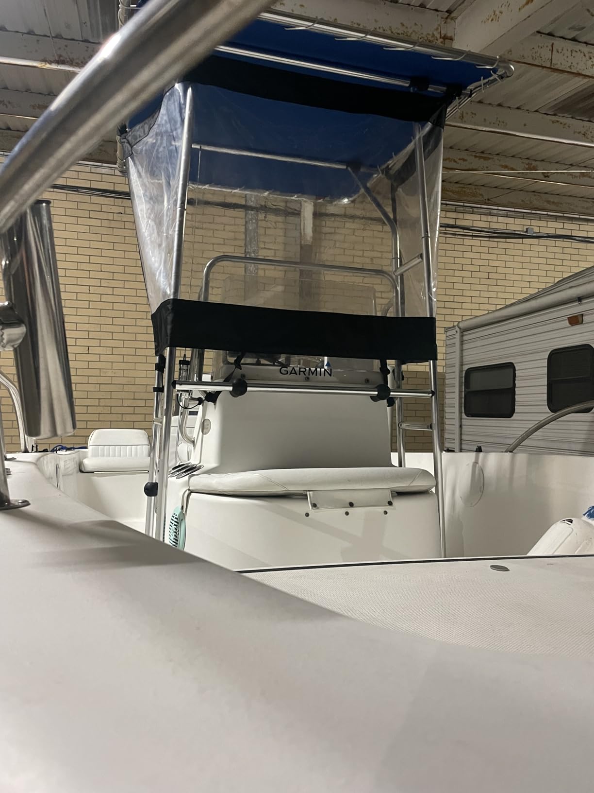 Boat Console Universal T-TOP Enclosure, Transparent Wind Shield, Fits Console Sizes Up to 700mm/27.56