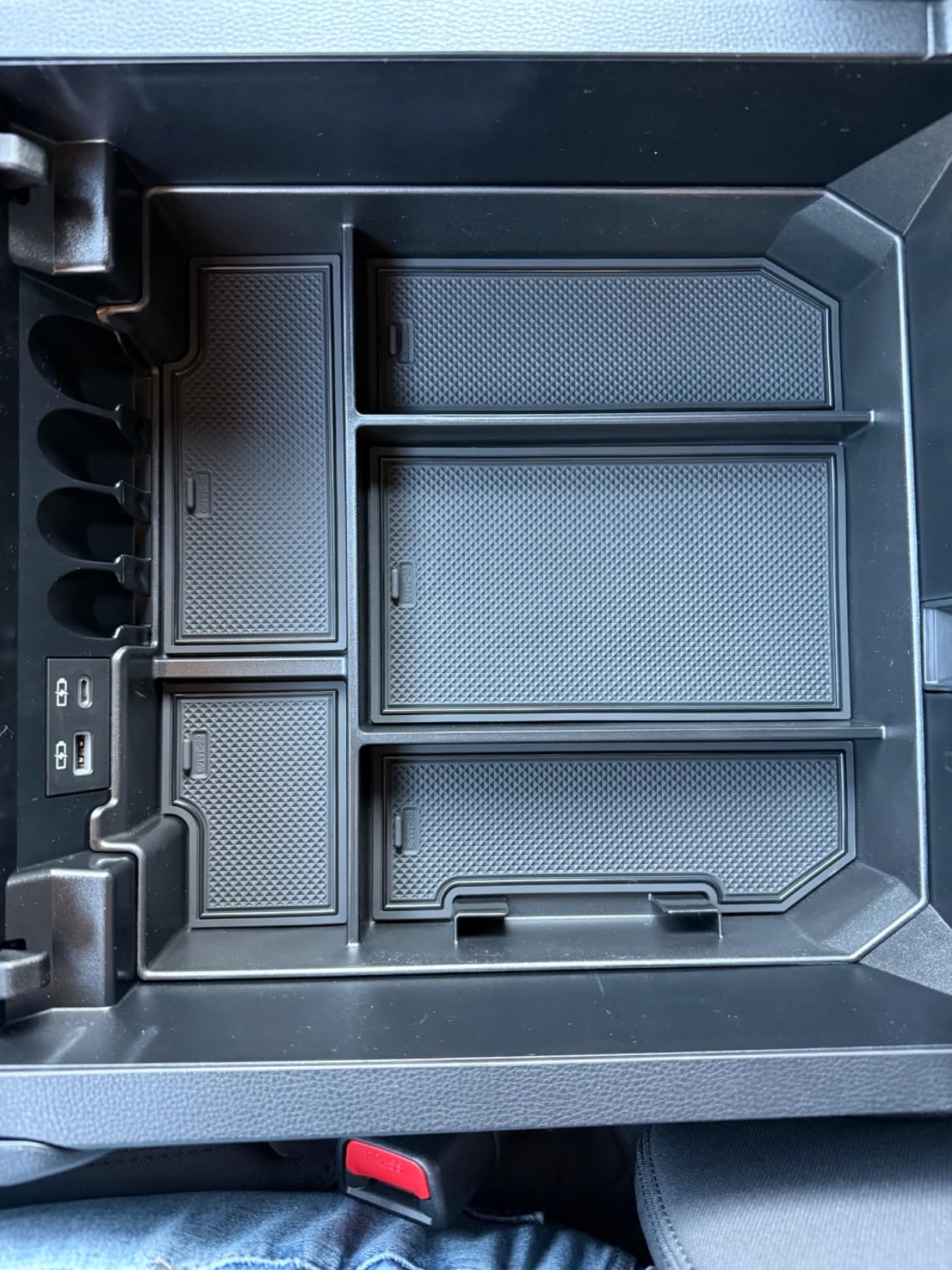 JDMCAR Center Console Organizer Compatible with 2022-2025 2026 Toyota Tundra Accessories and 2023-2026 toyota sequoia Armrest Secondary Storage Box ABS Material with Non-Slip Mats (Black Trim) customer photo 1
