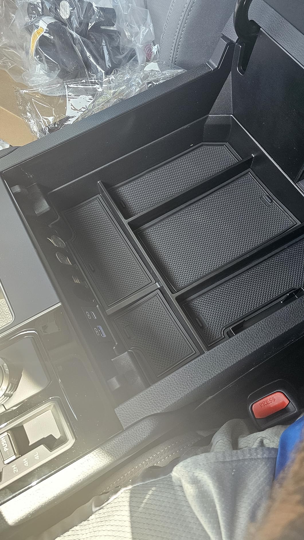 JDMCAR Center Console Organizer Compatible with 2022-2025 2026 Toyota Tundra Accessories and 2023-2026 toyota sequoia Armrest Secondary Storage Box ABS Material with Non-Slip Mats (Black Trim) customer photo 2