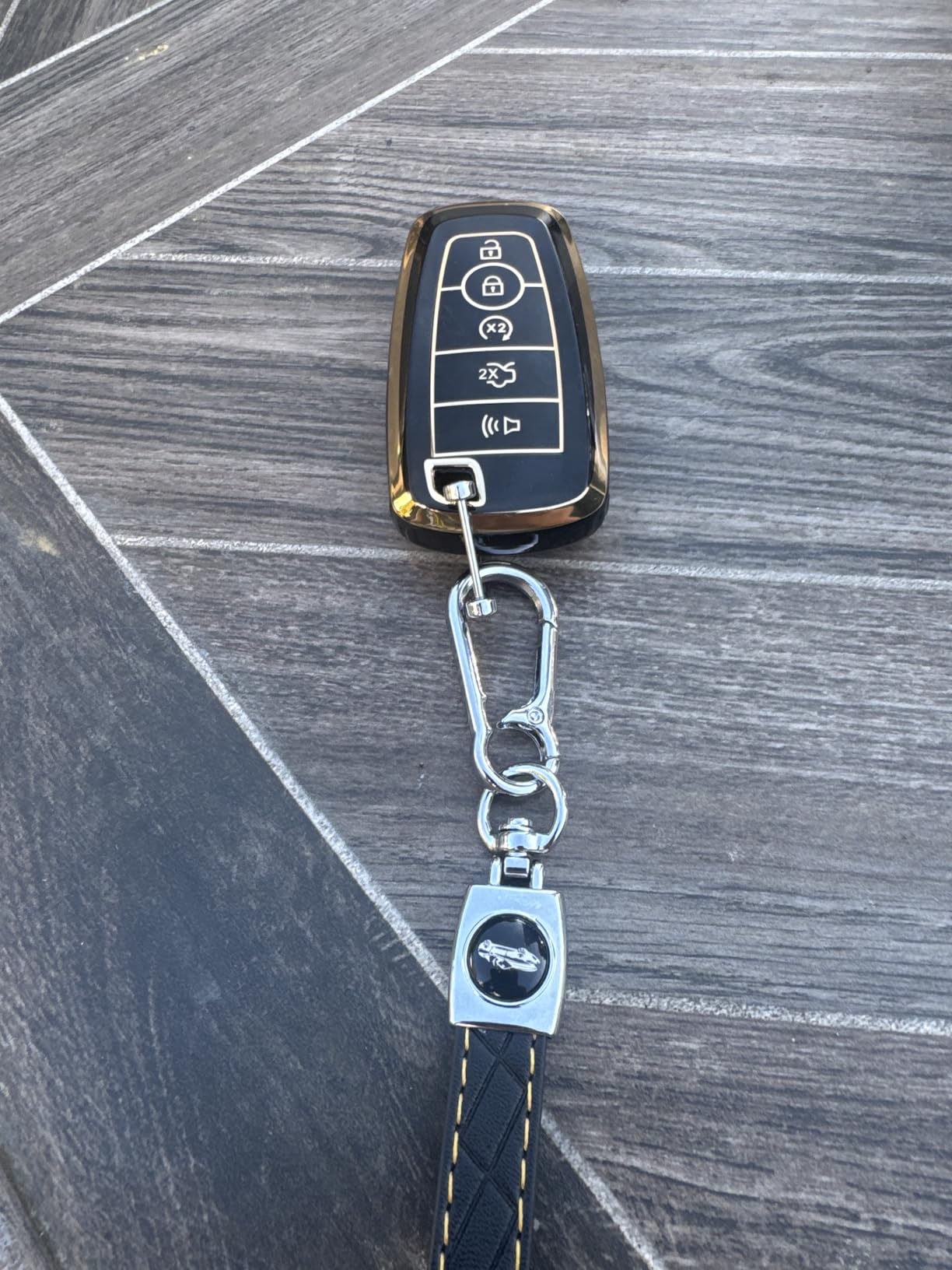 Key Fob Cover for Ford with Keychain Explorer Bronco Escape Edge Expedition Mustang F150 Lincoln ( Ivory) customer photo 2