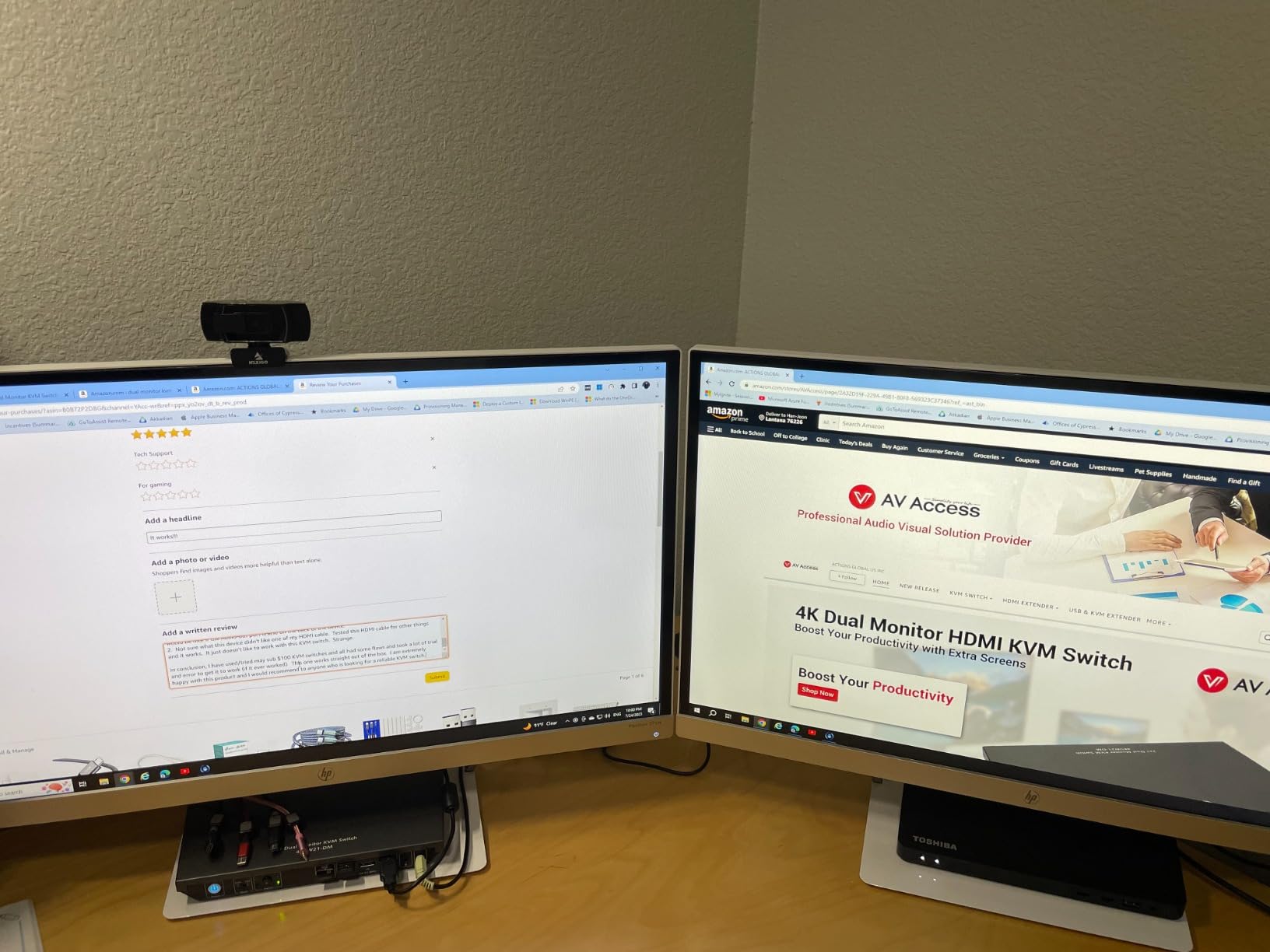 AV Access KVM Switch 2 Monitors 2 Computers, 4 USB, EDID, Hotkey Switch | 4K@60Hz HDMI Dual Monitor Display 1 or 2 PCs Simultaneously customer photo 2