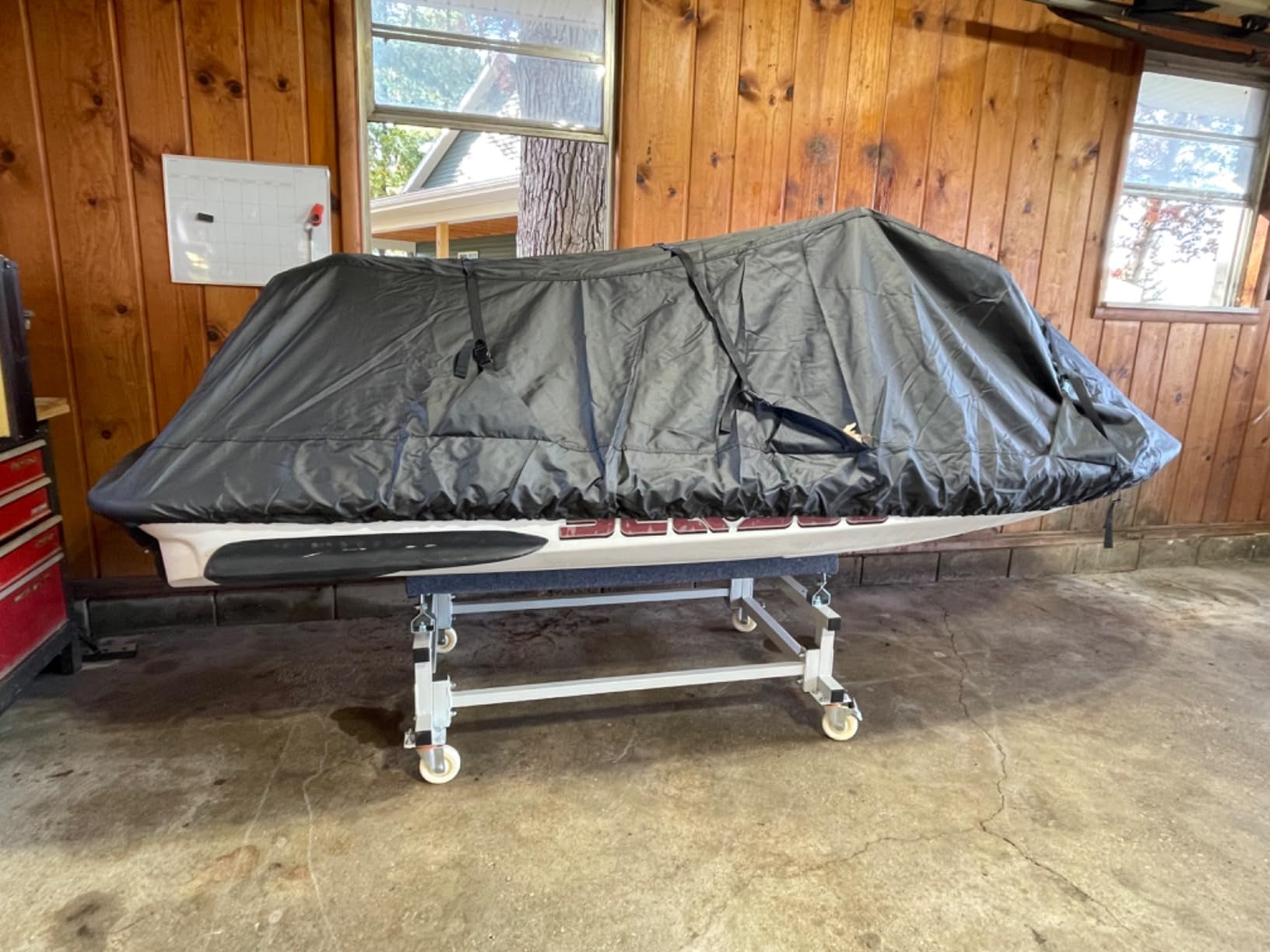 JY PERFORMANCE Watercraft PWC Dolly Boat Stand Storage Trailer Cart Dock Slipway Cart Adjustable Bunks W/ 4 Casters and 2 Brakes Carpeted to Prevent Scratch 1000lb Capacity customer photo 2