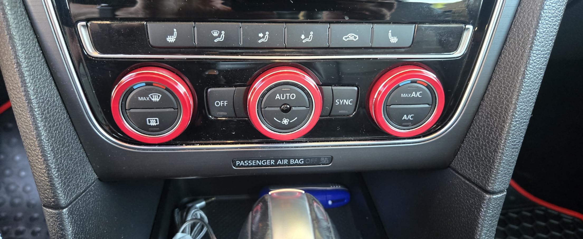Auovo AC Knob Covers Compatible with Volkswagen VW Accessories Tiguan Taos Jetta Passat Atlas Golf R Beetle Aluminum Alloy Air Conditioning Knob Trims Air Climate Control Rings (Red) customer photo 1
