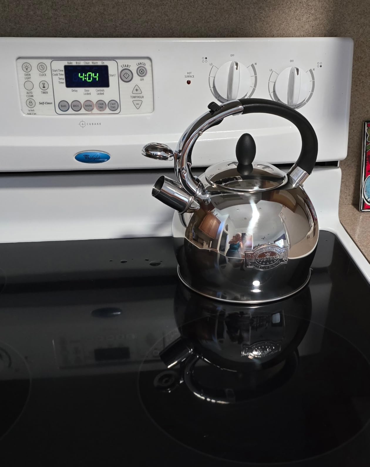 SUSTEAS Whistling Tea Kettle, 2.7QT Food-Grade Steel Teapot, Silver, Tea Pot for Stove with Ergonomic Handle, With 1 Silicone Pinch Mitt, for Induction, Gas, Electric, Radiant Cooktops customer photo 1